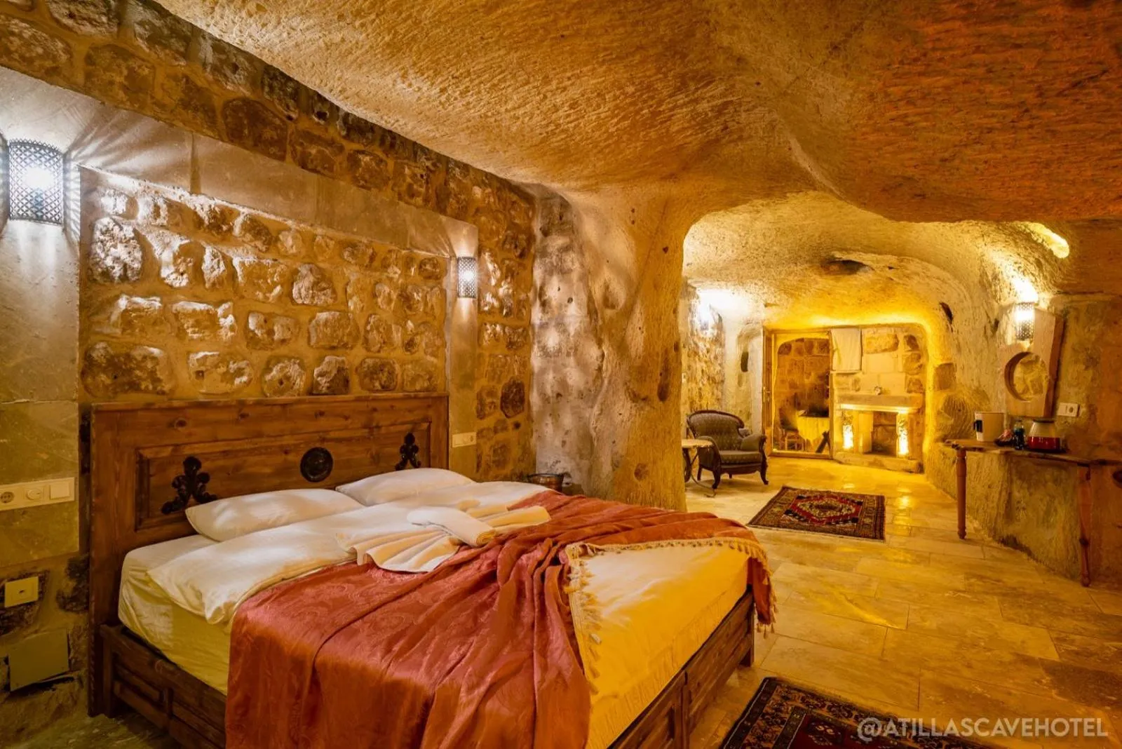 Bed in Atilla's Cave Hotel