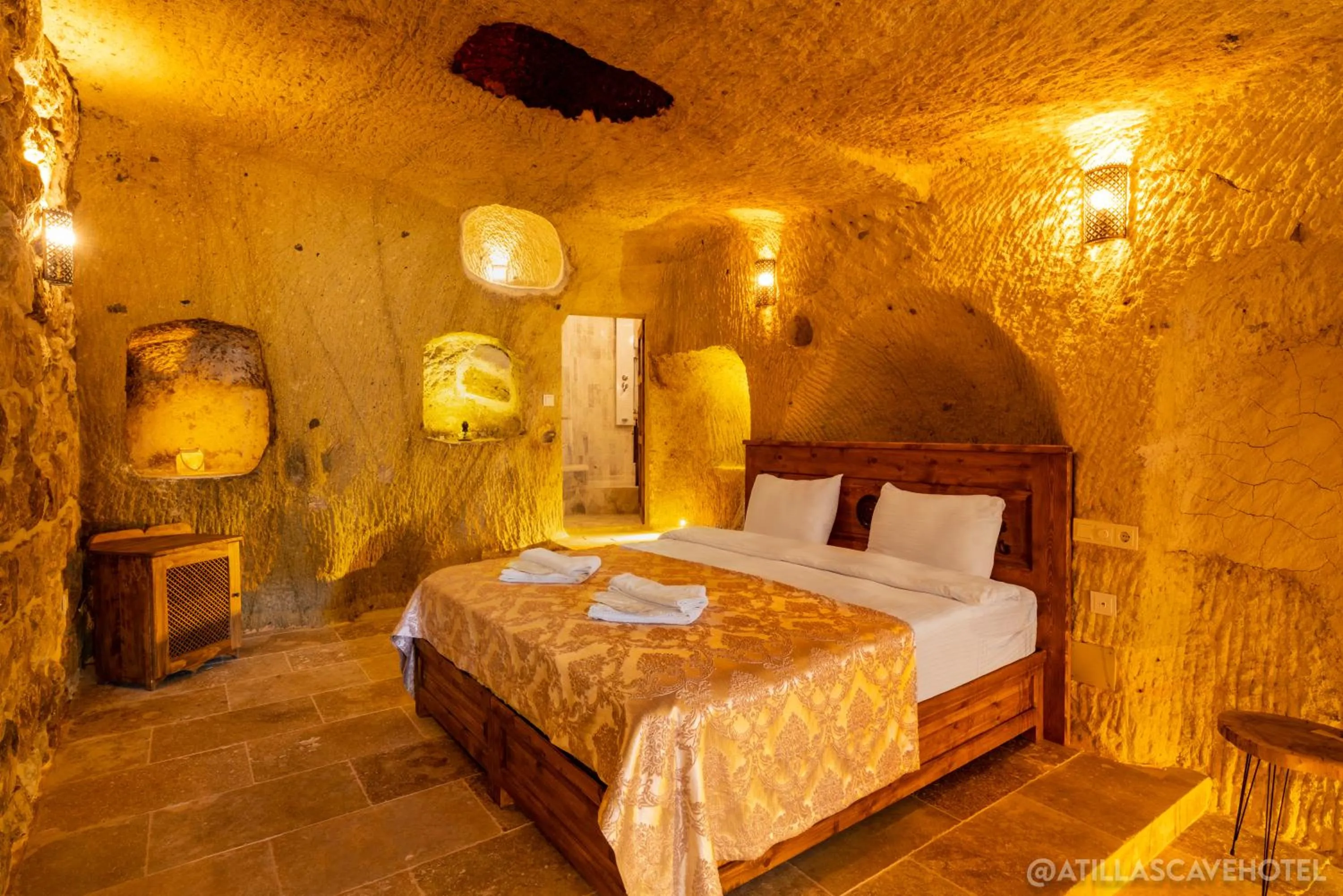 Bed in Atilla's Cave Hotel
