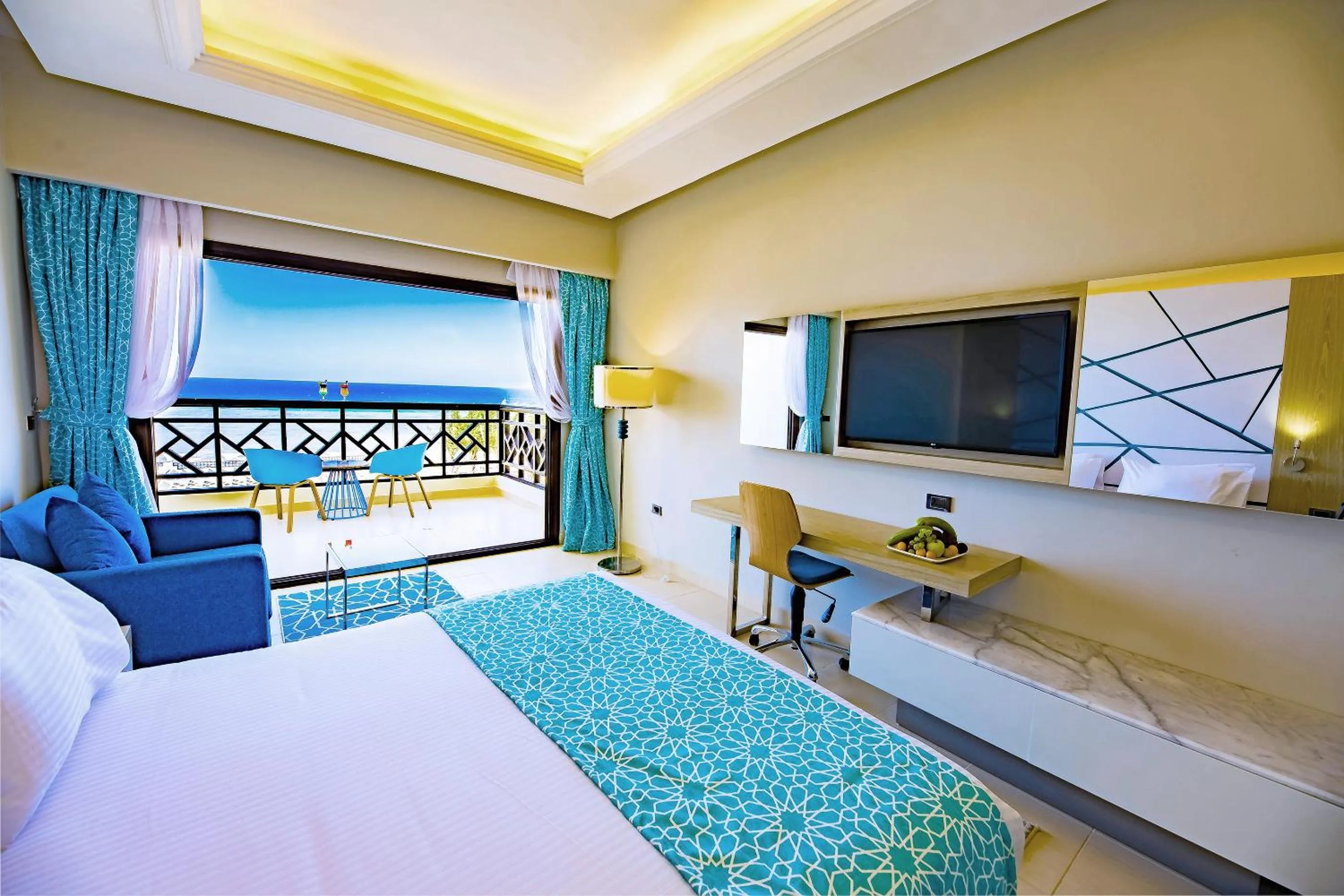 View (from property/room), Bed in Gravity Hotel & Aqua Park Sahl Hasheesh Families and Couples Only