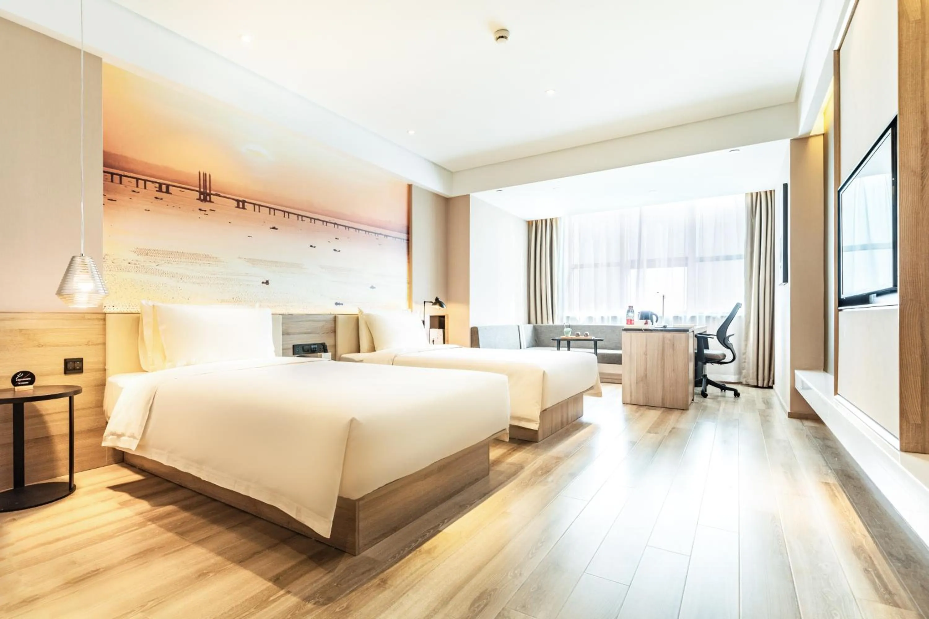 Photo of the whole room, Bed in Atour Jiaozhou Qingdao Hotel
