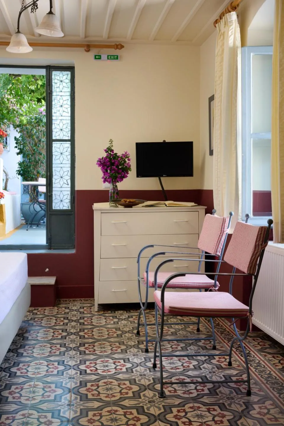 Seating area in Sto Roloi Island Houses
