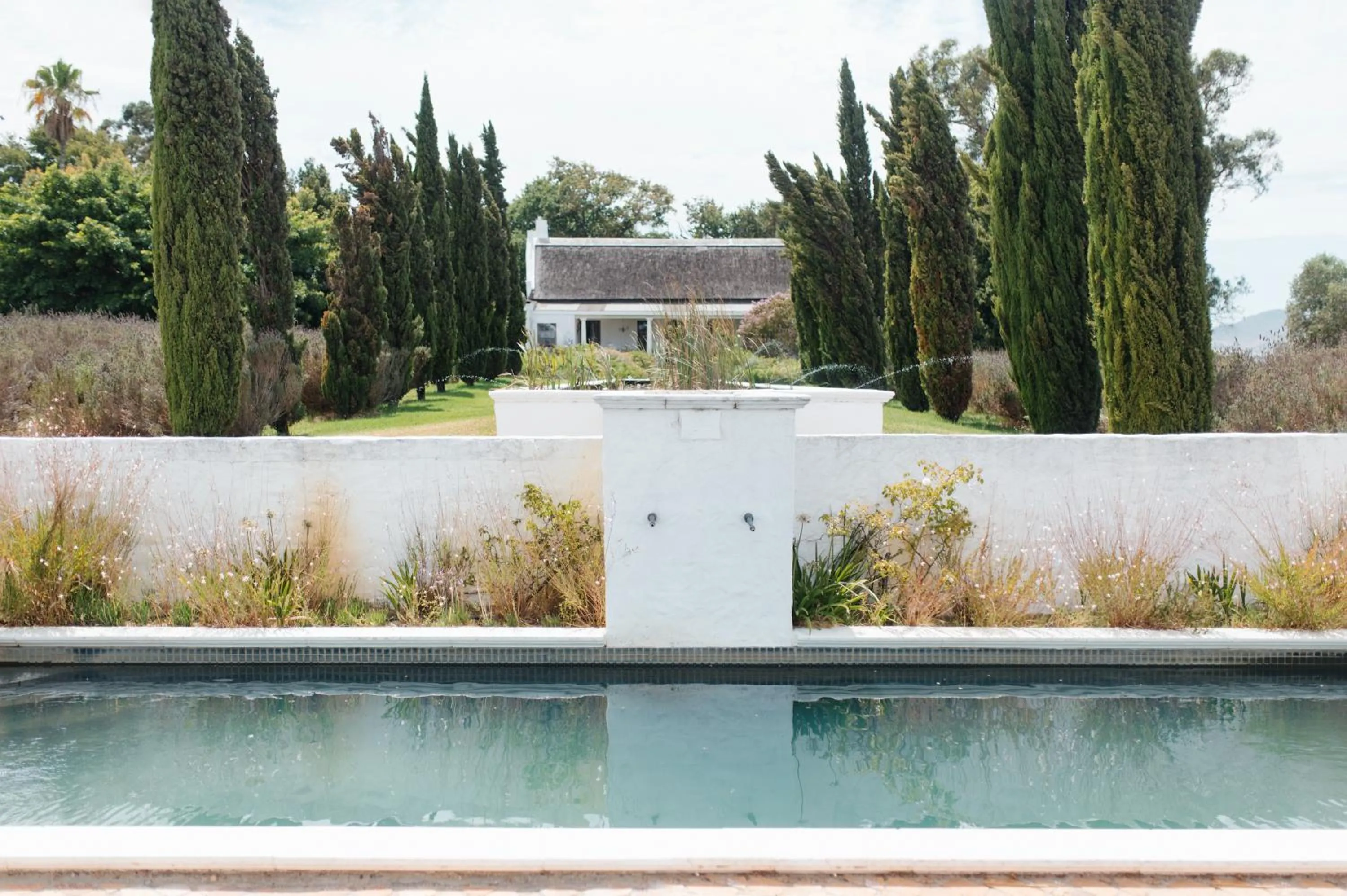 Pool view in Hawksmoor House