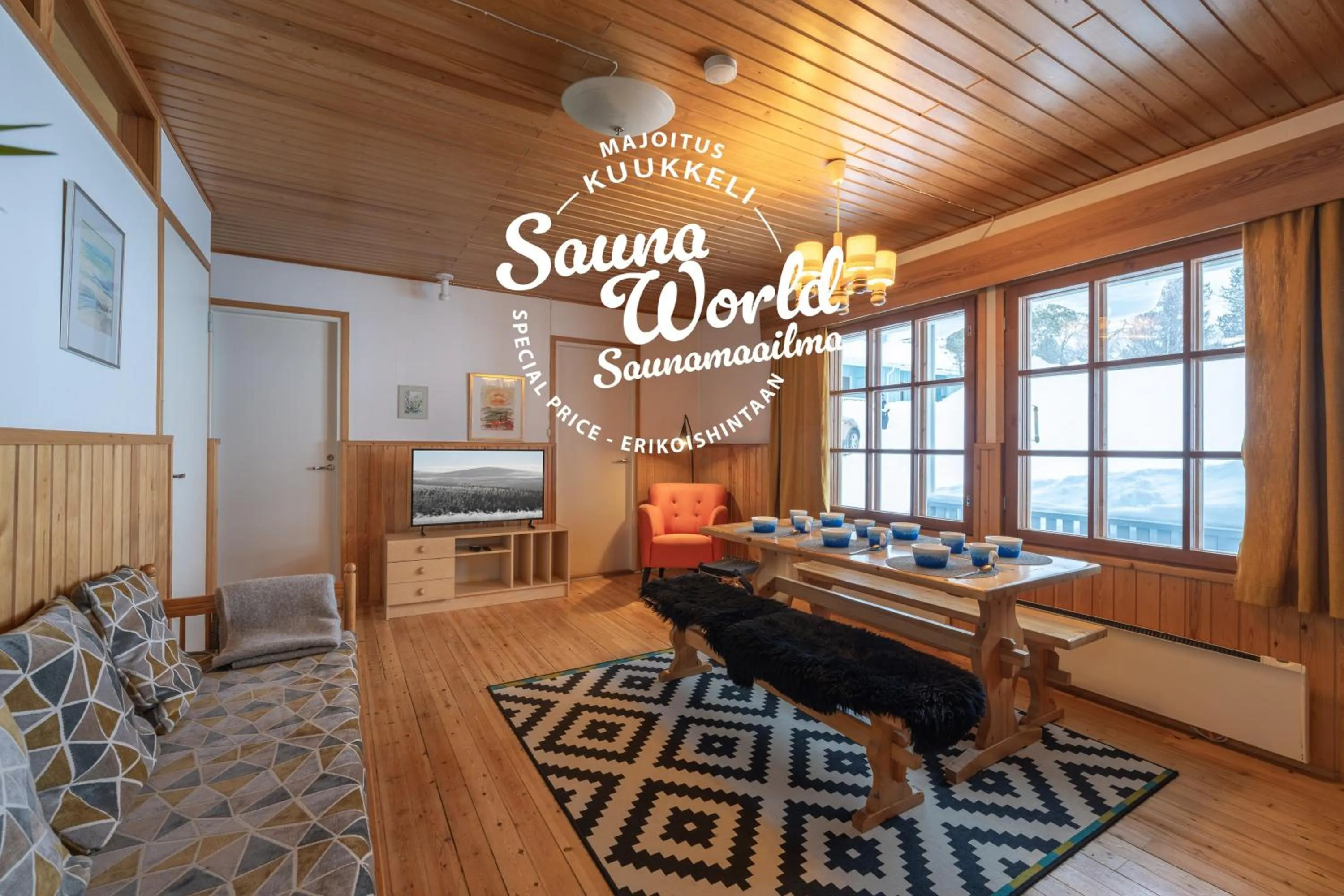 Living room in Kuukkeli Apartments Saarisatu ja Urupää