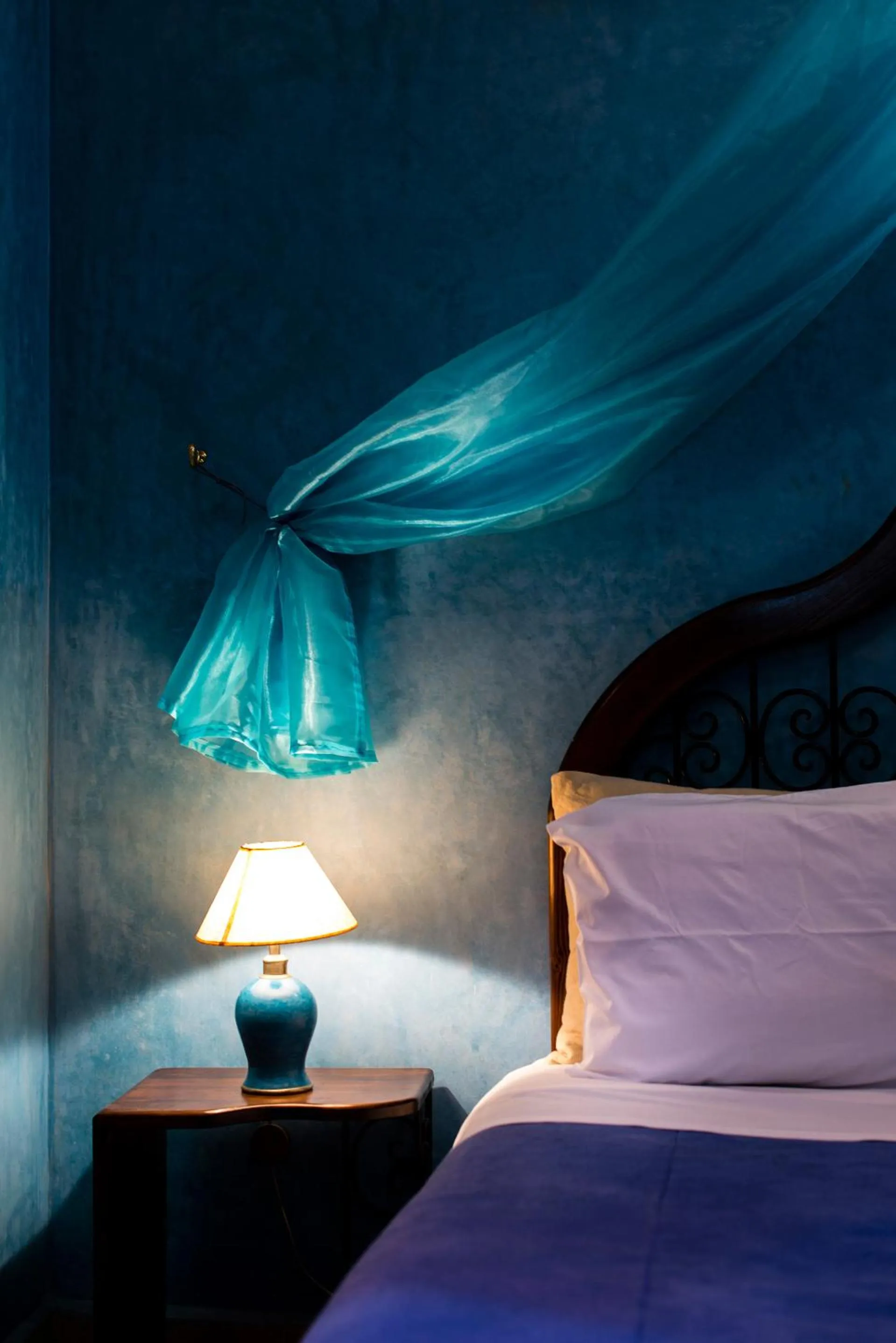 Decorative detail, Bed in Riad Bab Tilila