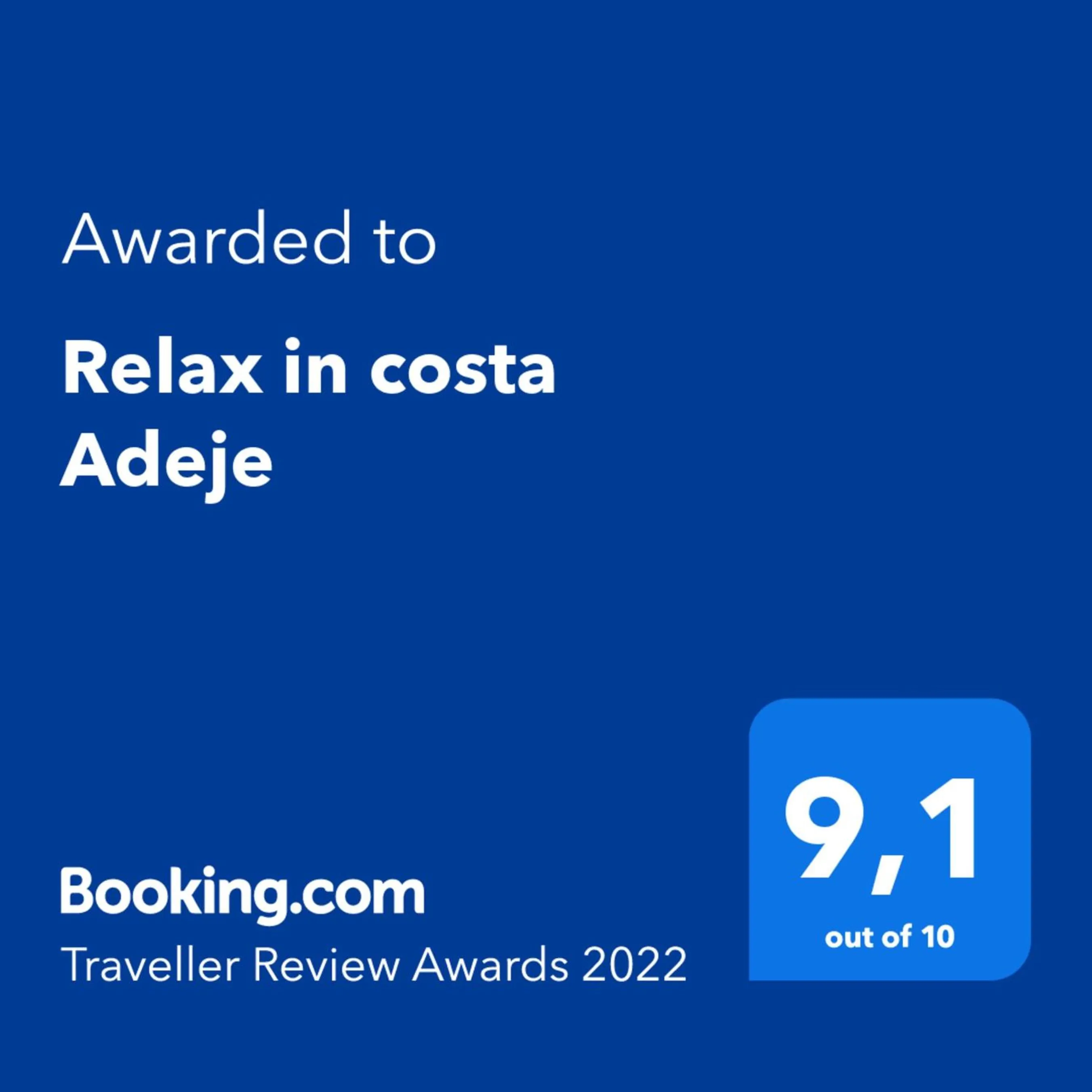 Certificate/Award in Relax in costa Adeje