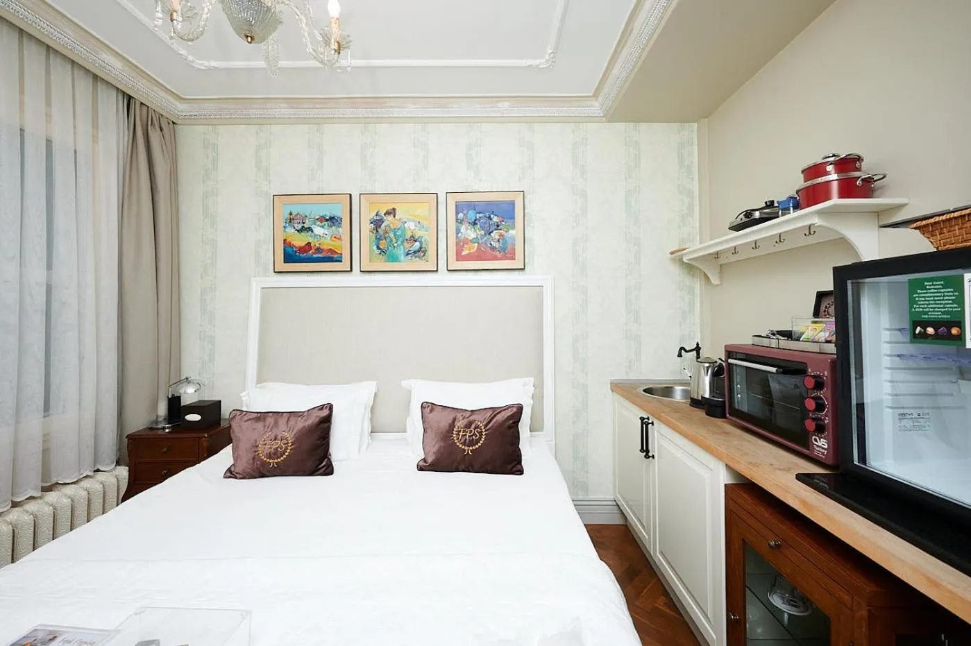 Kitchen or kitchenette, Bed in Faik Pasha Hotels Special Category Beyoglu Istanbul