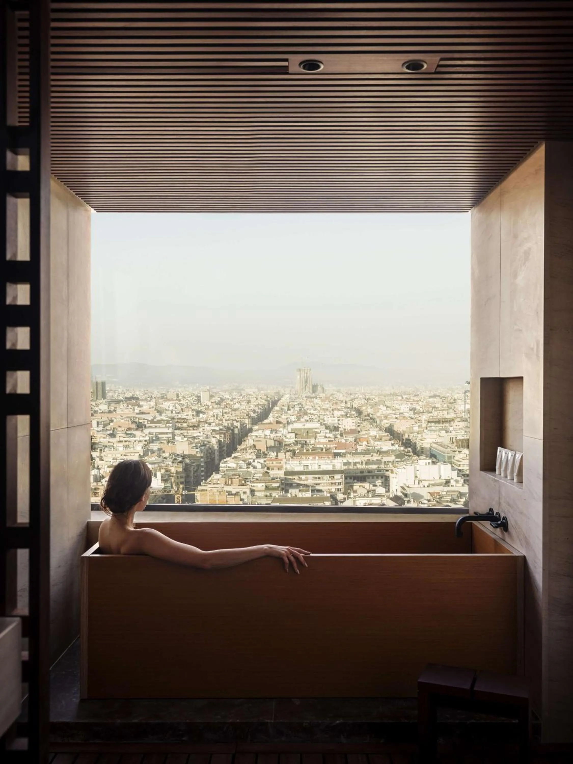 View (from property/room), Bed in Nobu Hotel Barcelona