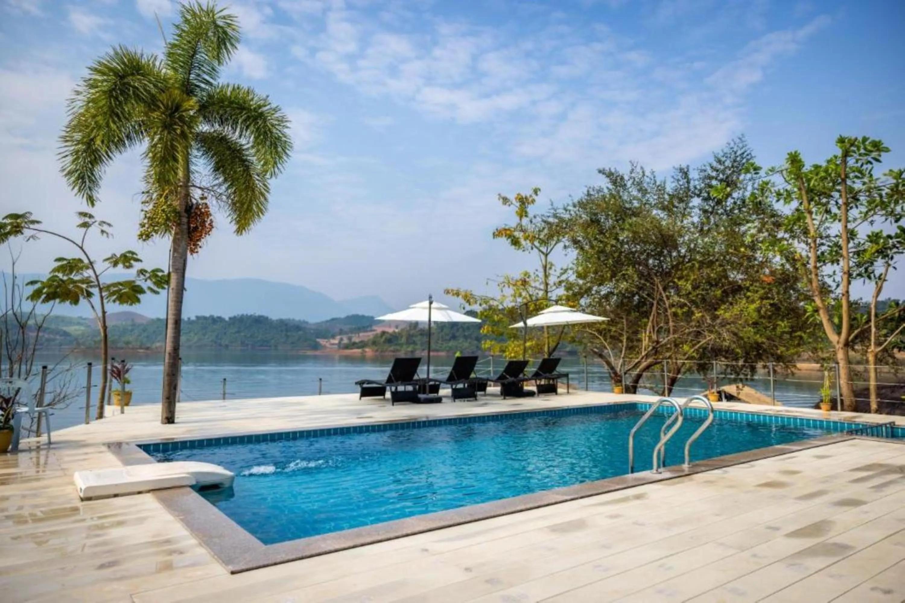 Pool view in The Sanctuary Nam Ngum Beach Resort