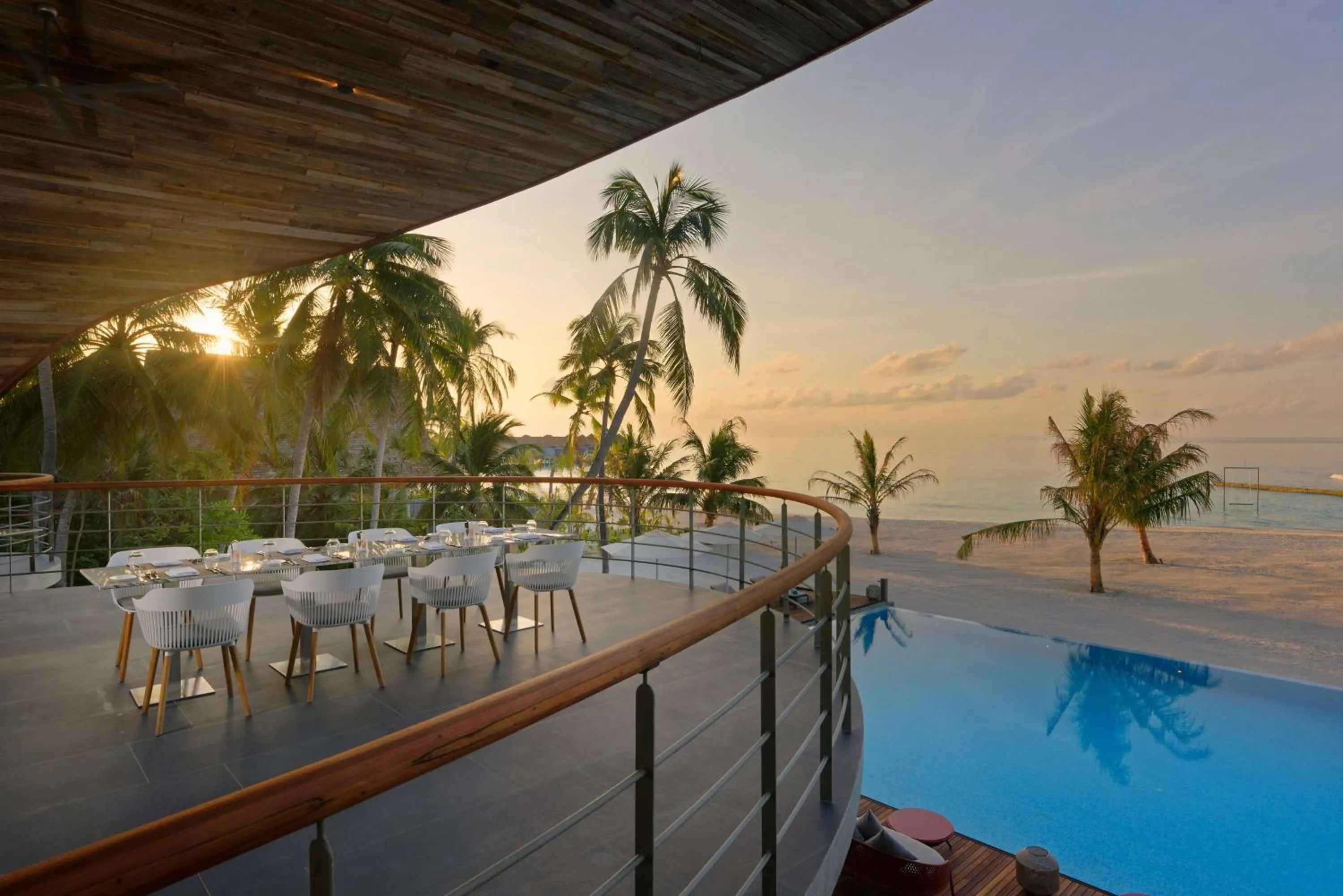 Restaurant/places to eat in OUTRIGGER Maldives Maafushivaru Resort - 25 percent discount on transfers for min 4 nights stay and more, valid for reservations between 01 July till 22 Dec 2025