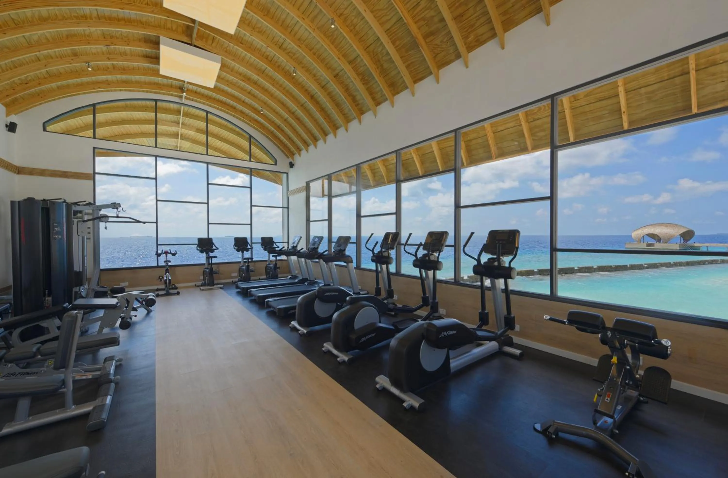 Fitness centre/facilities in OUTRIGGER Maldives Maafushivaru Resort - 25 percent discount on transfers for min 4 nights stay and more, valid for reservations between 01 July till 22 Dec 2025