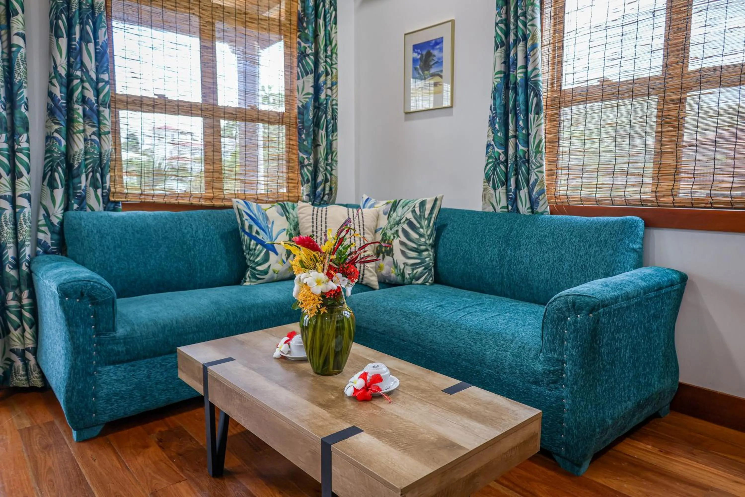 Living room in Almond Beach Resort at Jaguar Reef