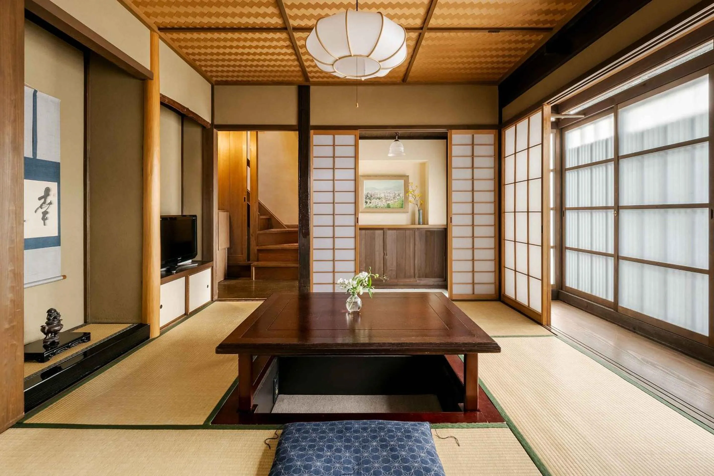 Living room in Gion Koyu an Machiya House