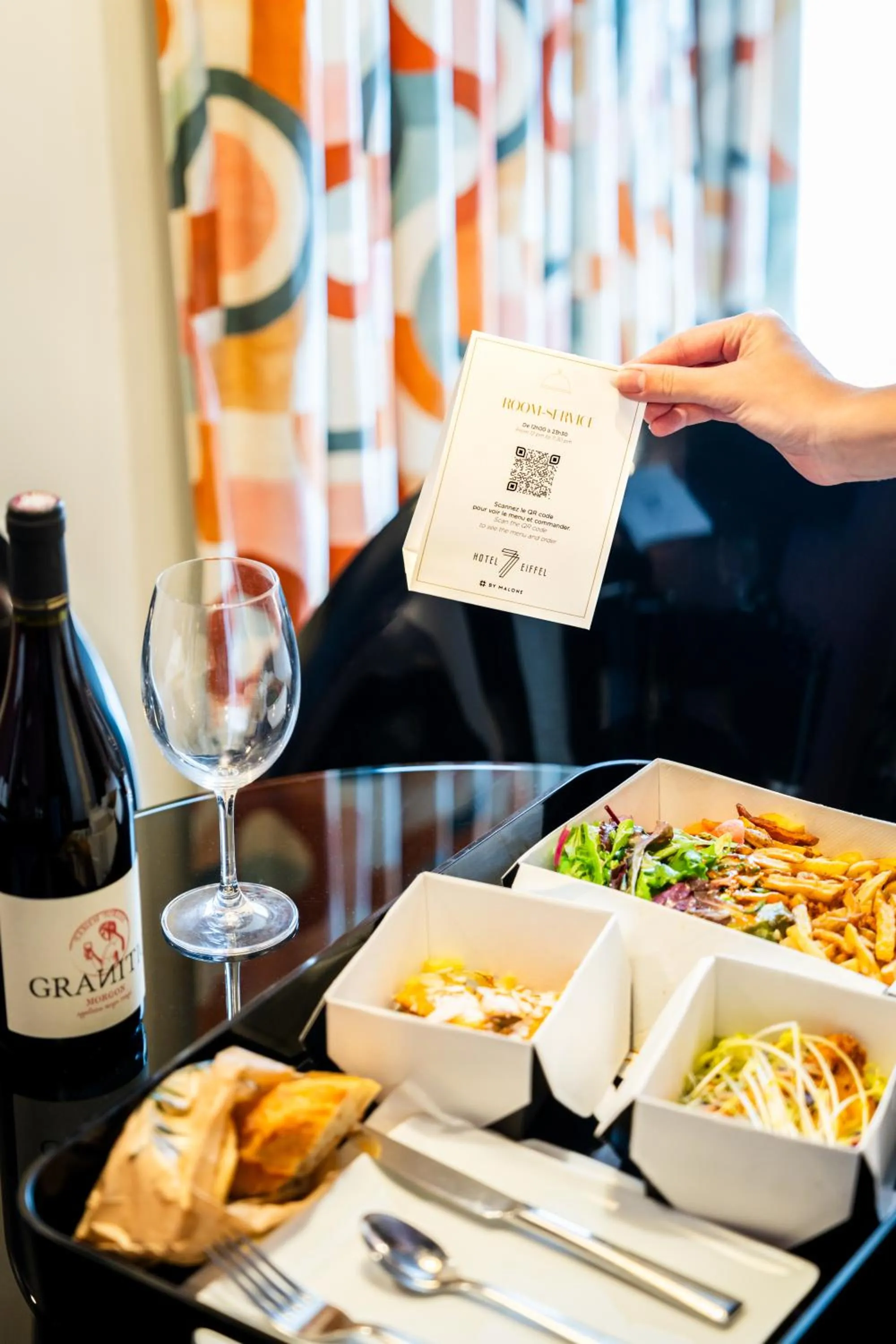 room service in Le 7 Eiffel Hotel by Malone