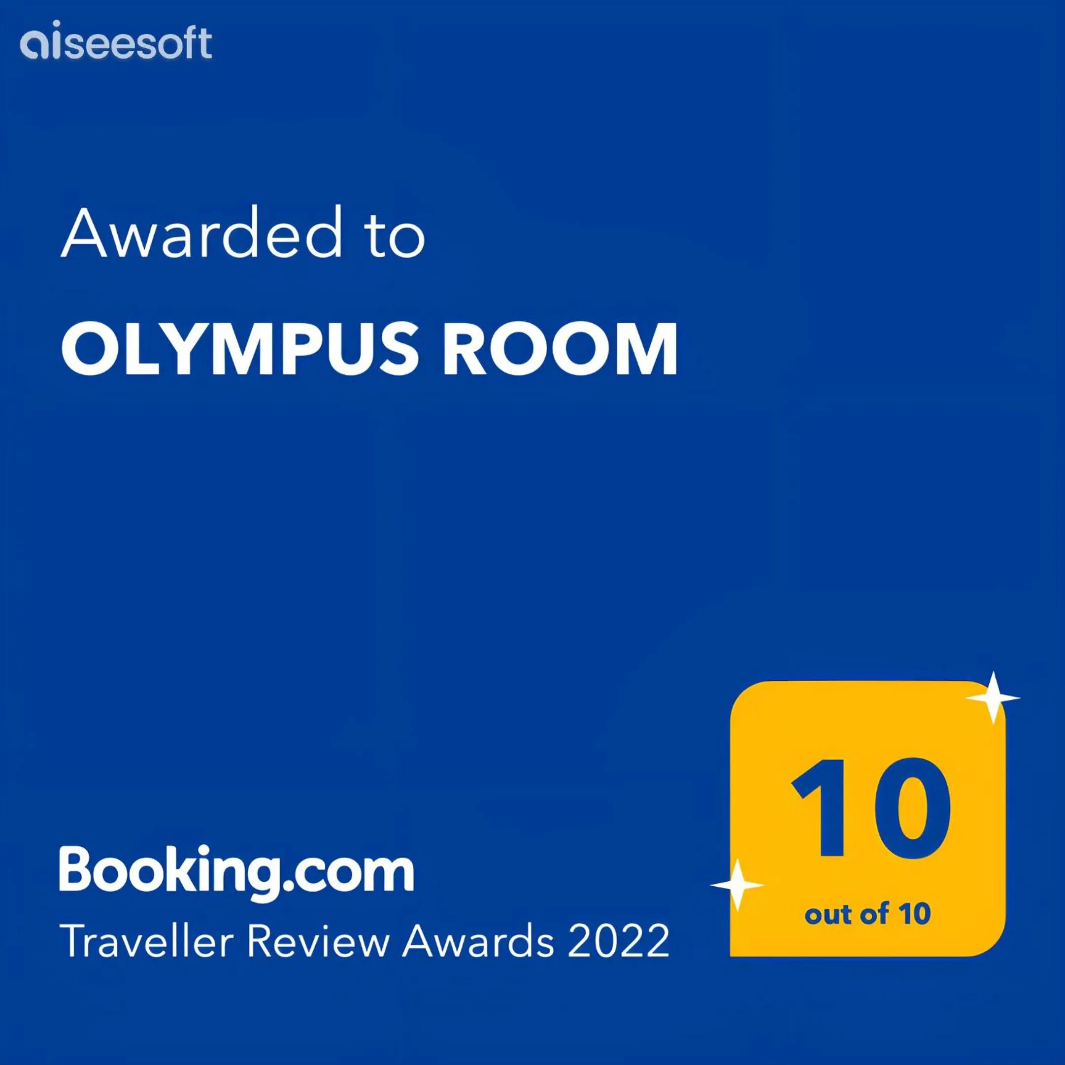 Certificate/Award in OLYMPUS ROOM