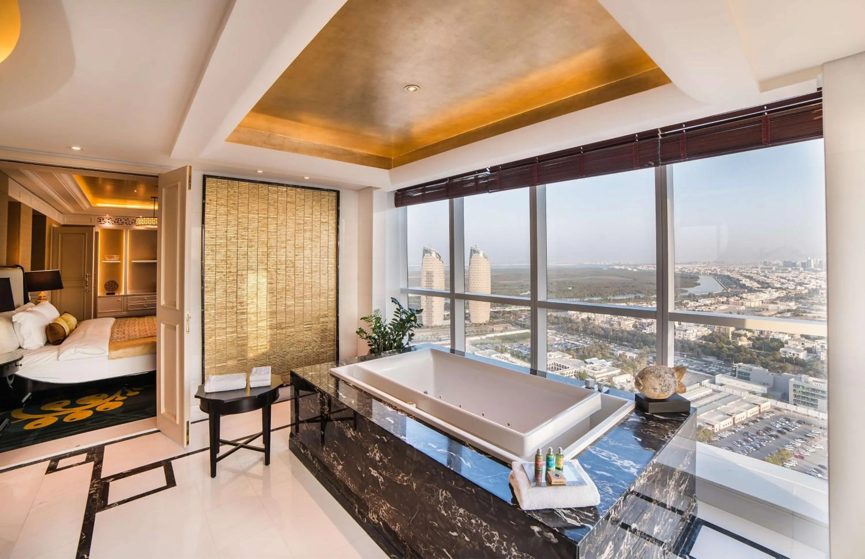 Bathroom, Bed in Dusit Thani Abu Dhabi