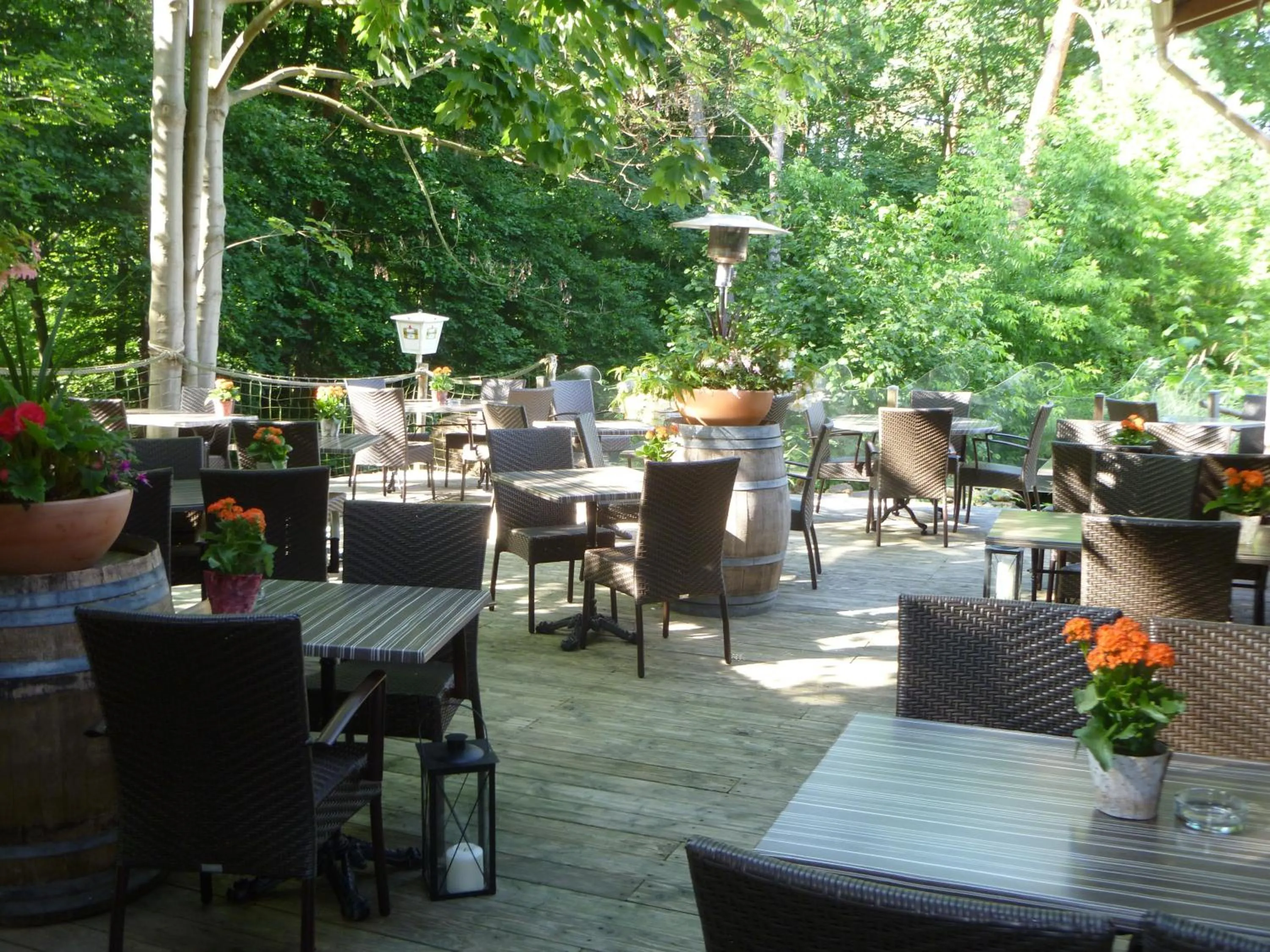 Patio in Hotel Restaurant Les Pins logis