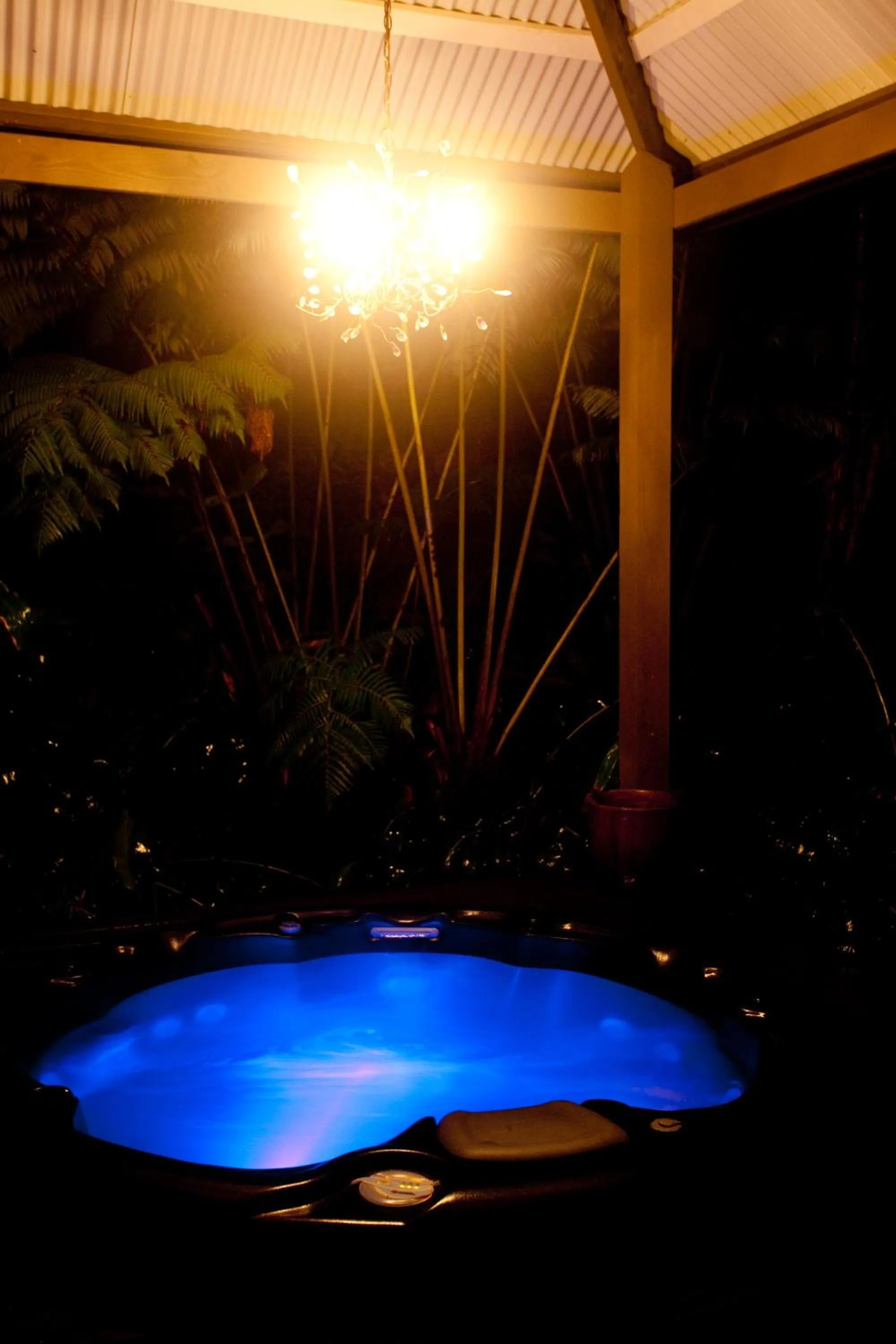 Hot Tub in Volcano Mist Cottage