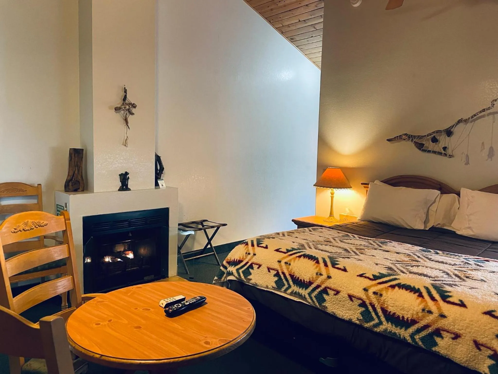 Bed in Whispering Pines Lodge