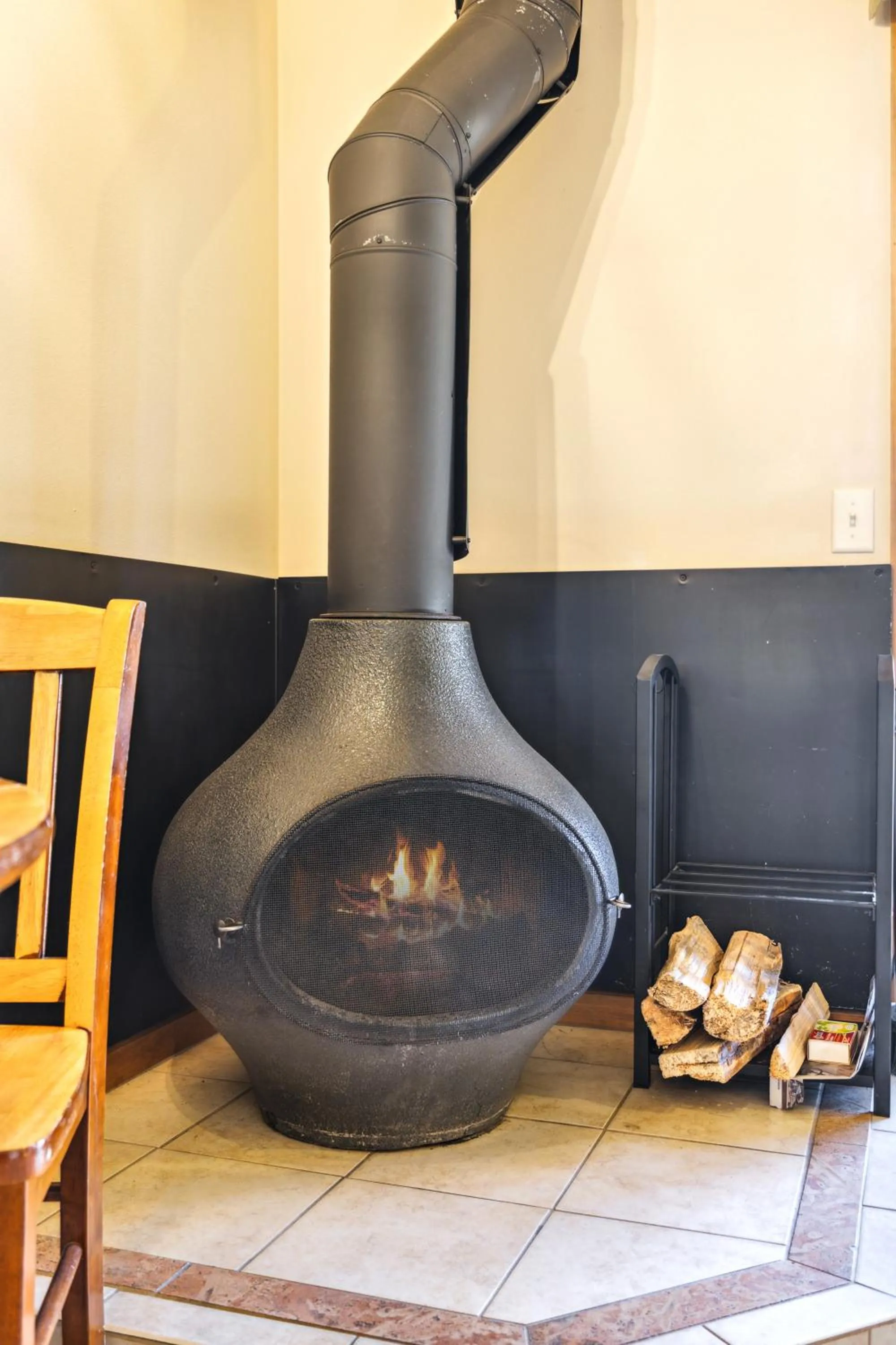 fireplace in Ponderosa Lodge