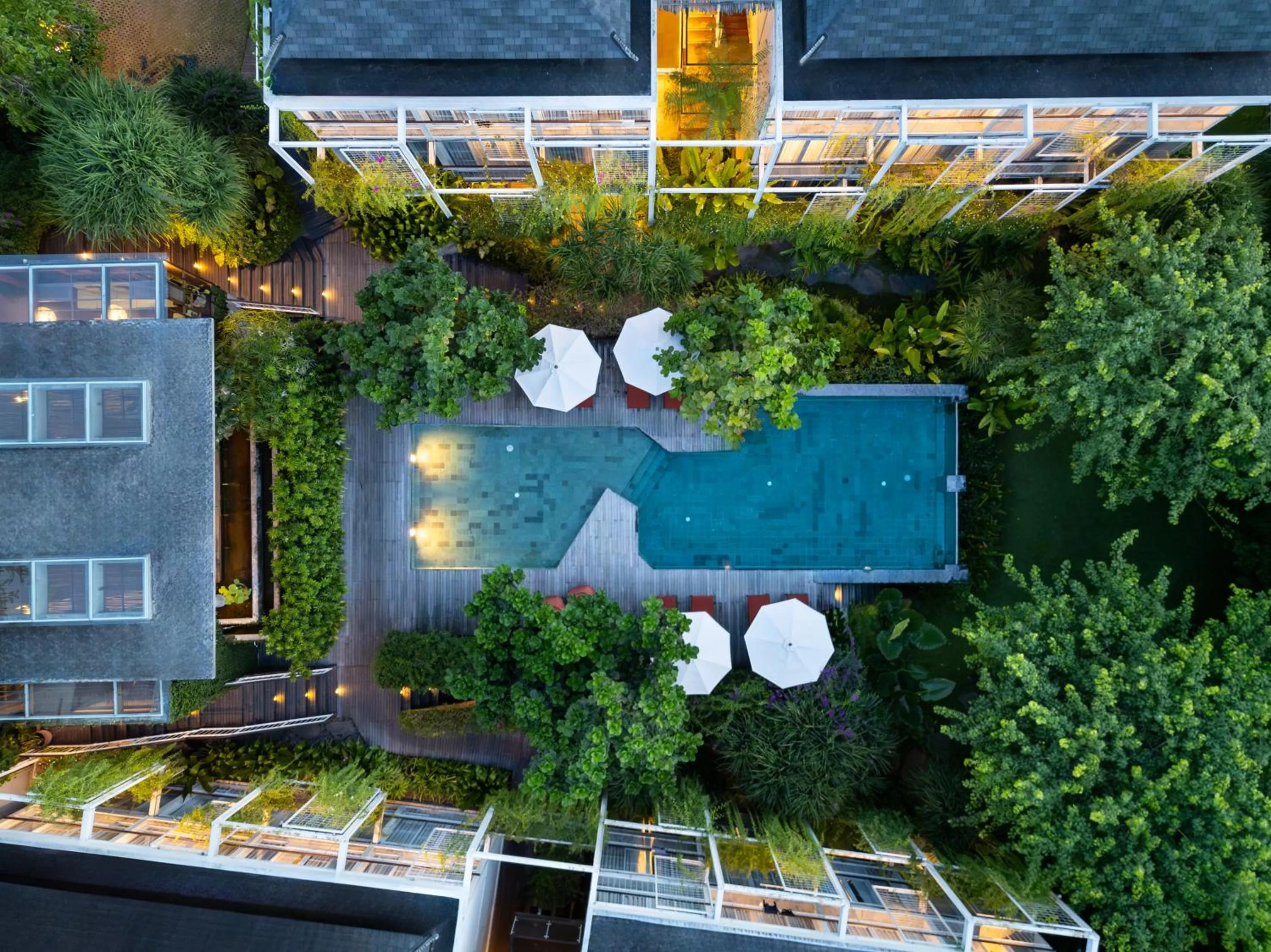 Pool view in Rimbun Canggu Hotel