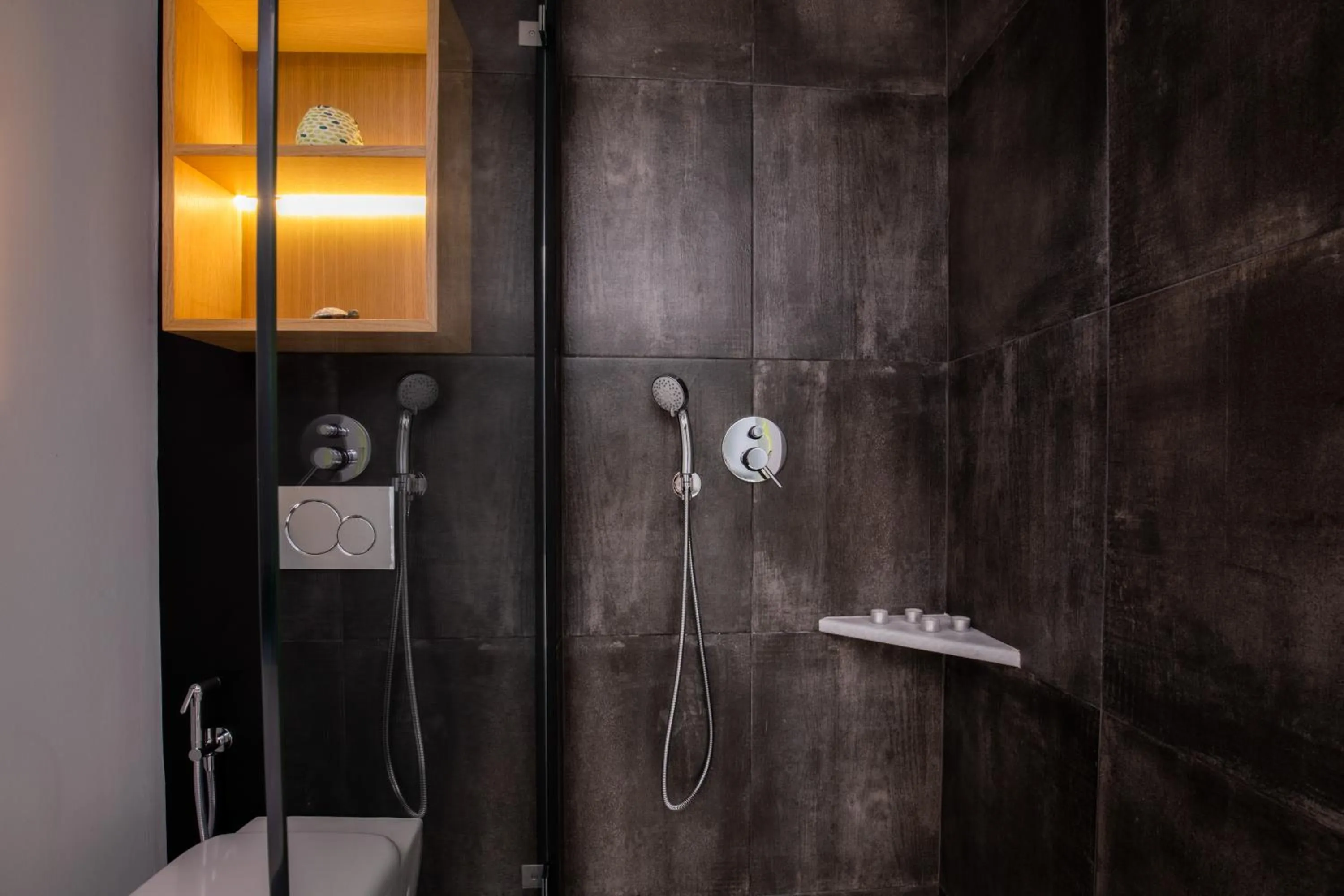 Shower in Arco Naxos Luxury Apartments