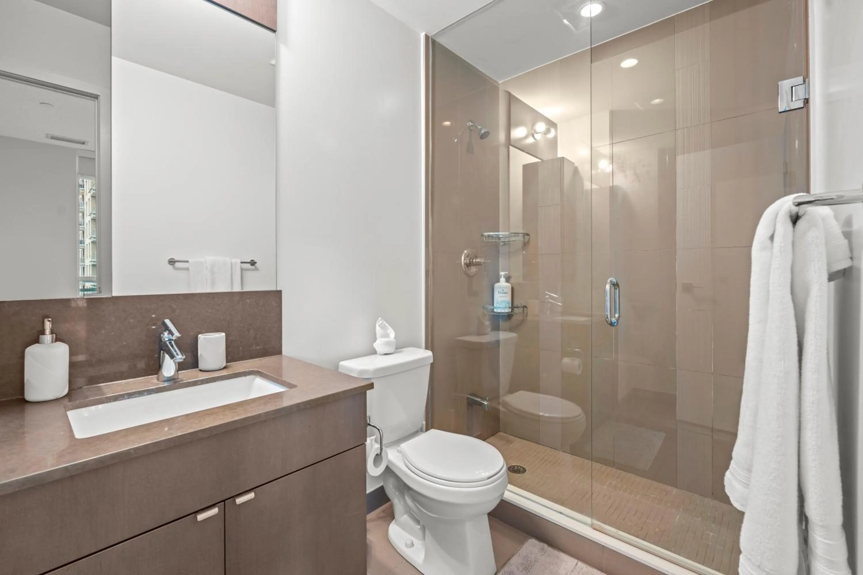 Shower in Modern Lillian St Apartments by GLOBALSTAY