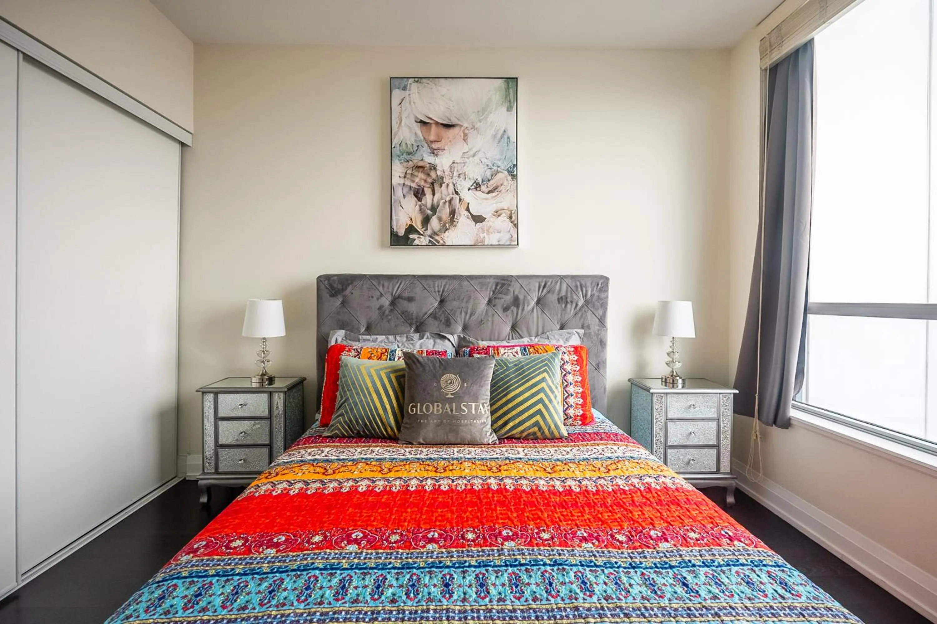 Bed in GLOBALSTAY Modern Apartments in North York Skyscraper