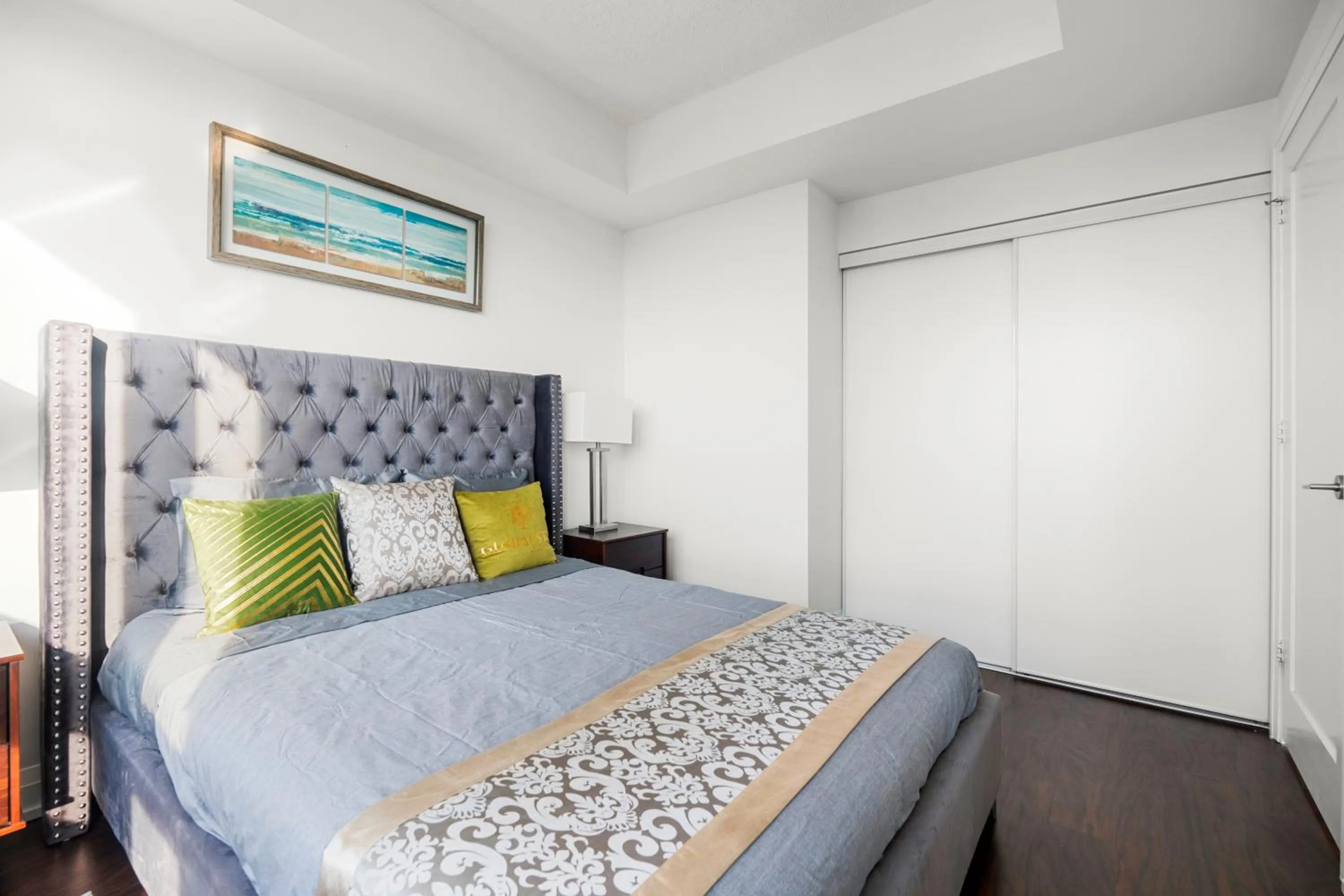 Bed in GLOBALSTAY Modern Apartments in North York Skyscraper