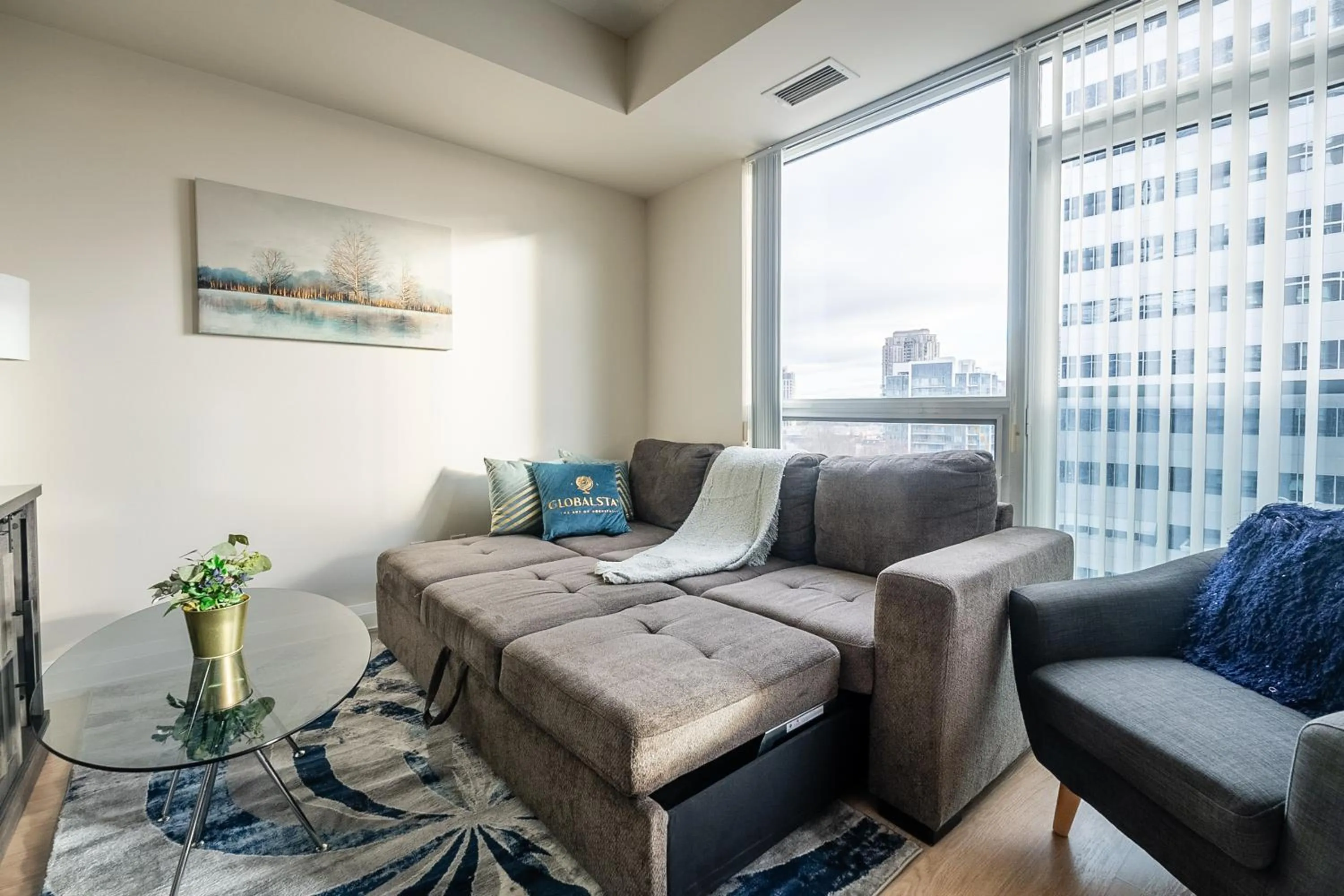 Living room in GLOBALSTAY Modern Apartments in North York Skyscraper