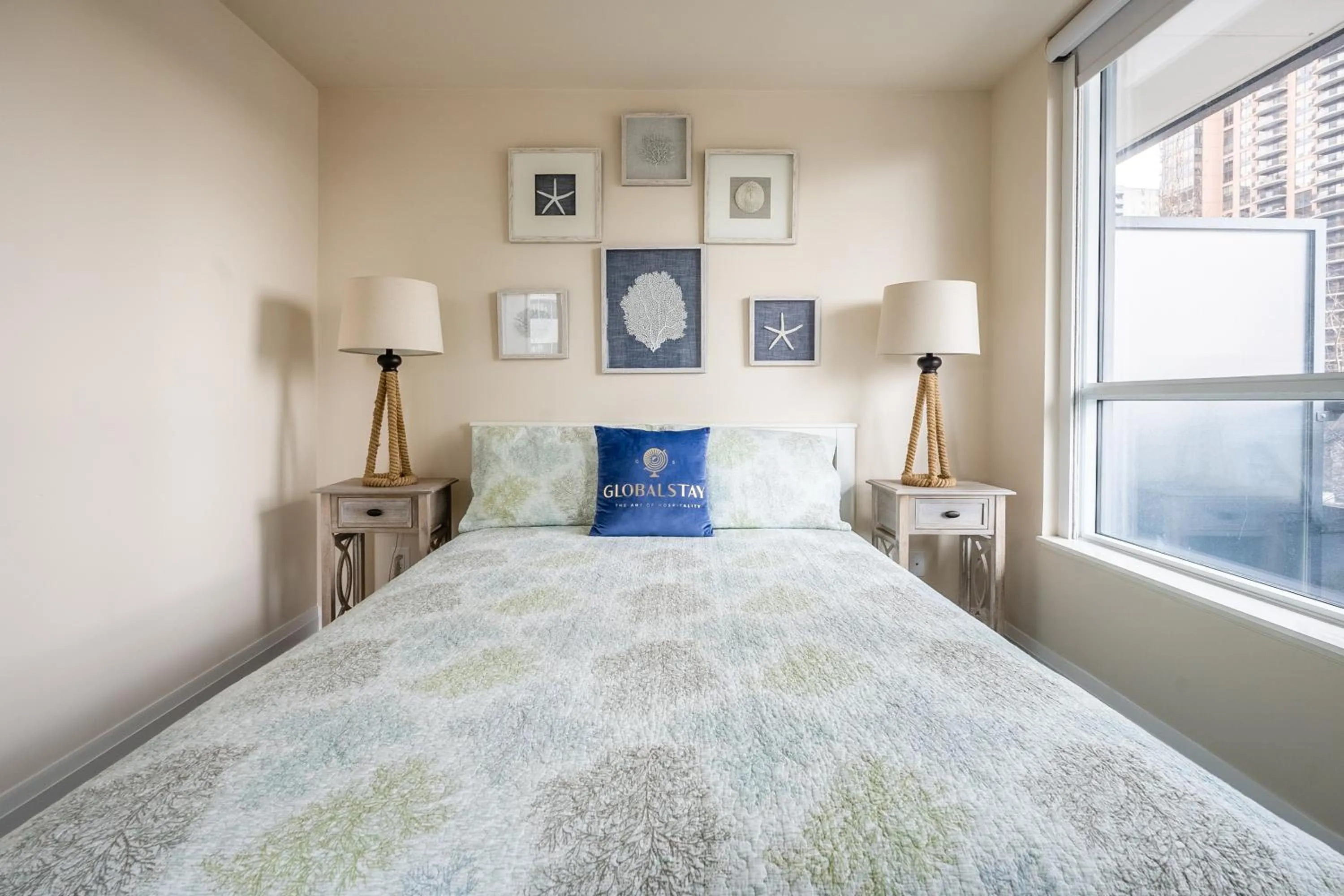 Bed in GLOBALSTAY Modern Apartments in North York Skyscraper