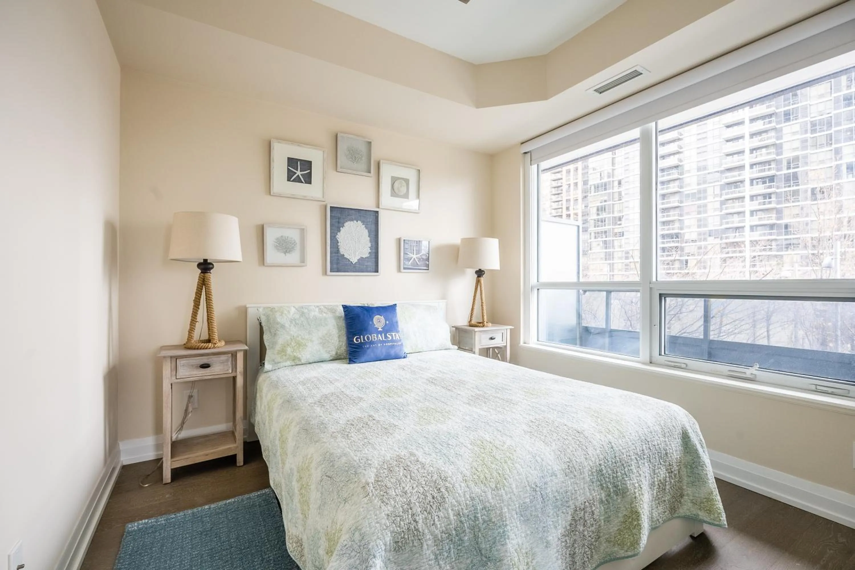 Bed in GLOBALSTAY Modern Apartments in North York Skyscraper