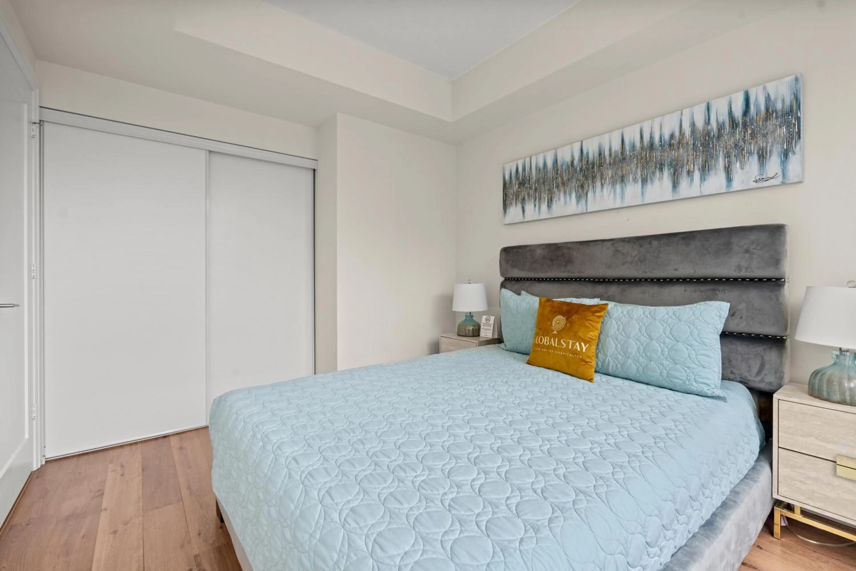 Bed in GLOBALSTAY Modern Apartments in North York Skyscraper
