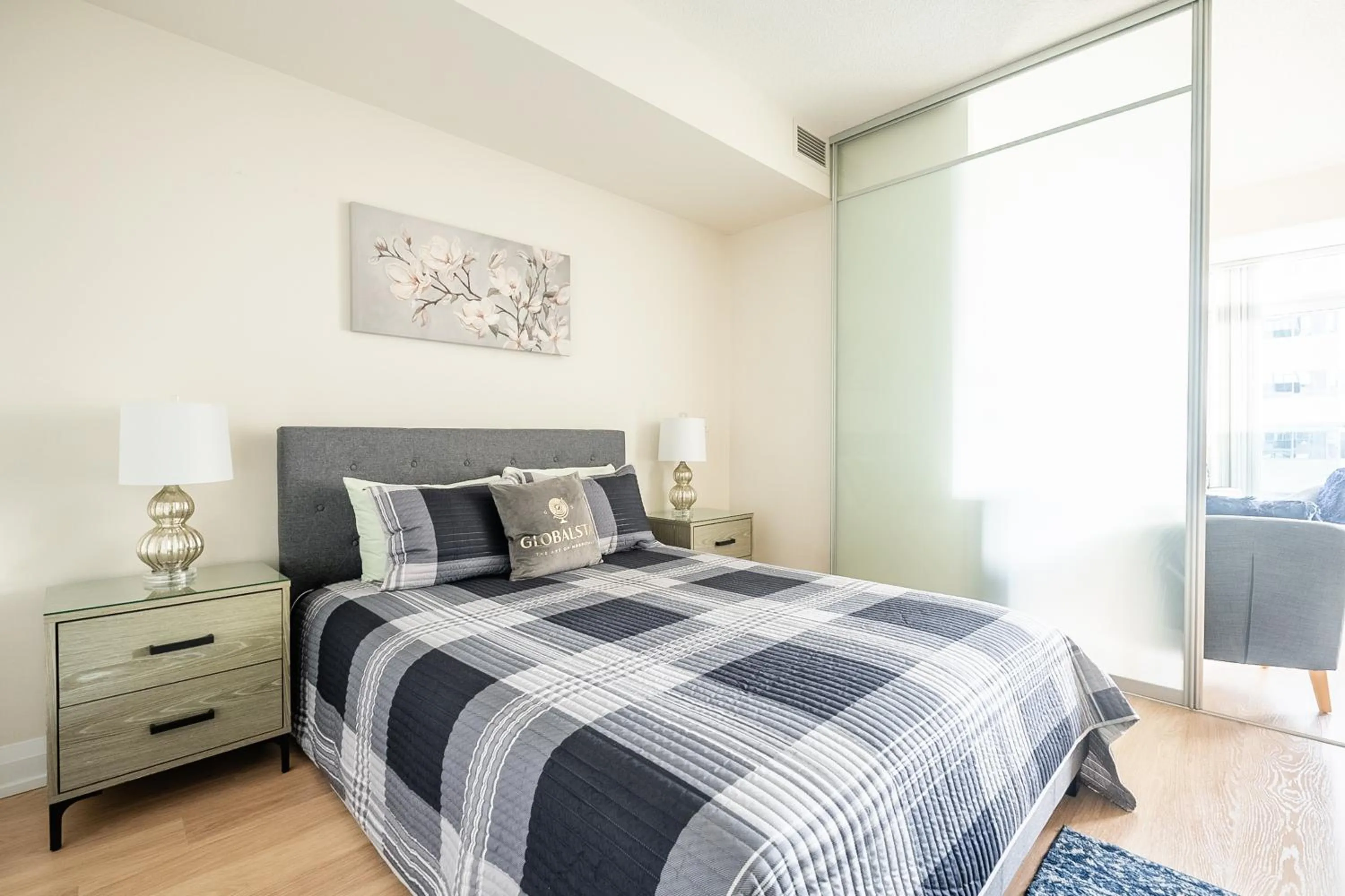 Bed in GLOBALSTAY Modern Apartments in North York Skyscraper