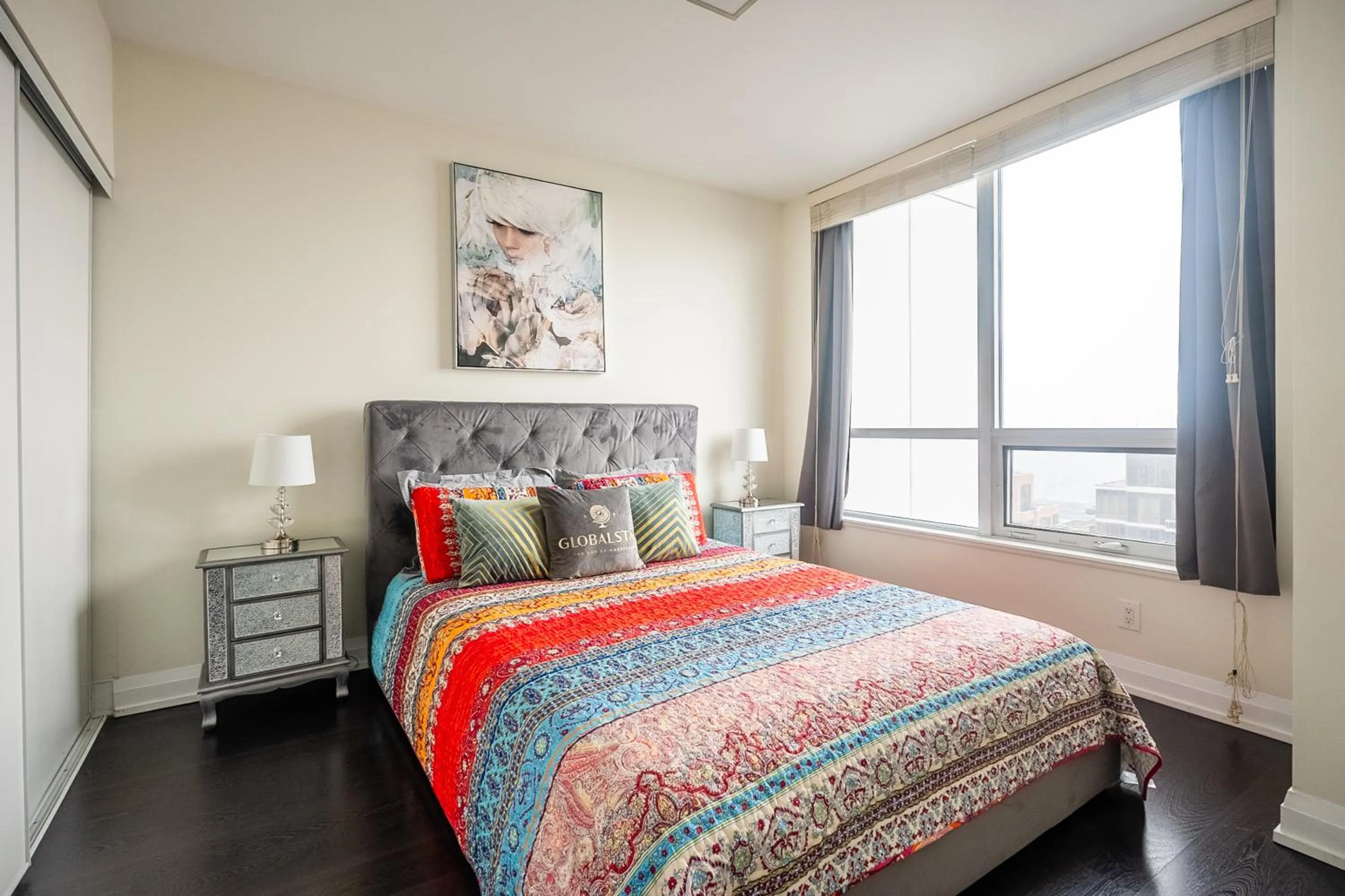 Bed in GLOBALSTAY Modern Apartments in North York Skyscraper