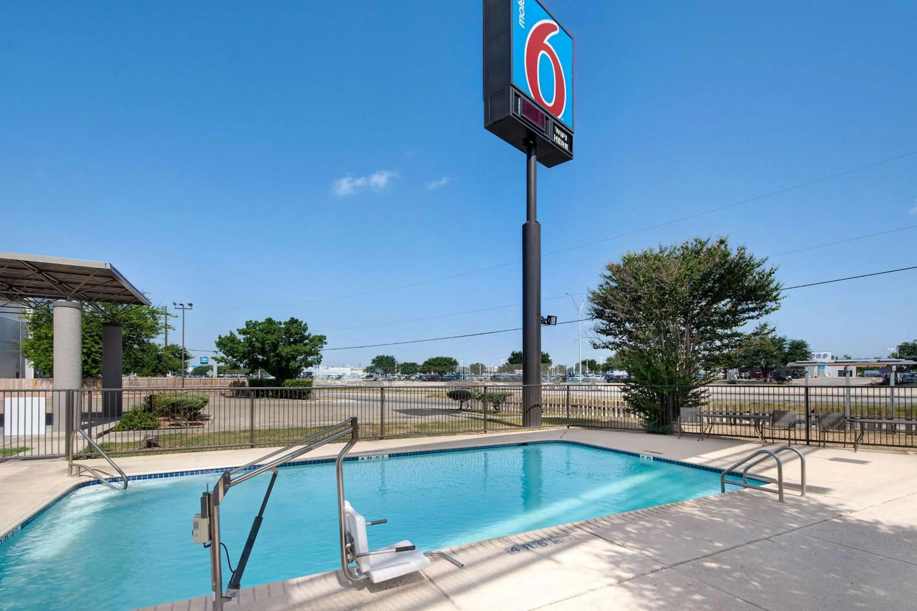 Pool view in Motel 6-San Antonio, TX - South