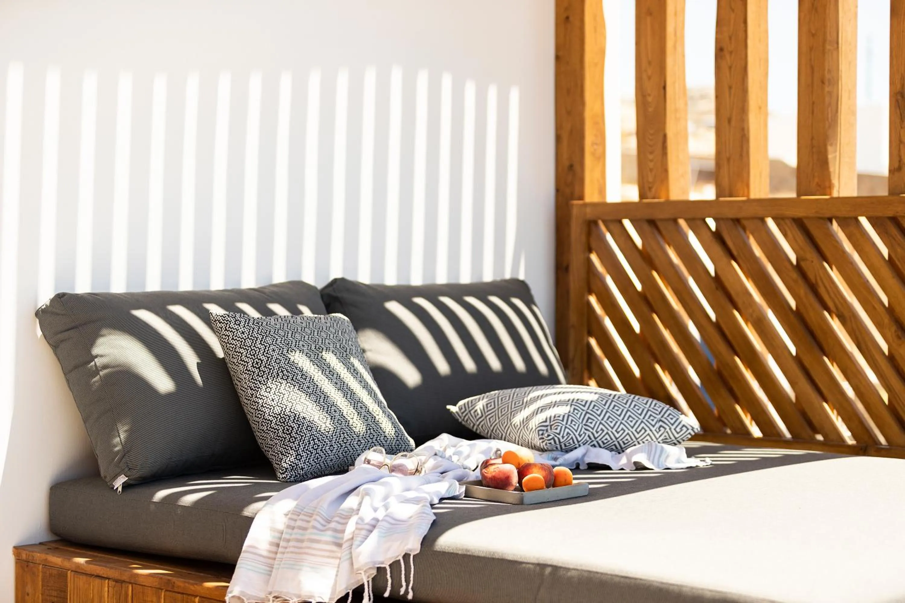 Balcony/Terrace, Bed in Mykonos Soul Luxury Suites