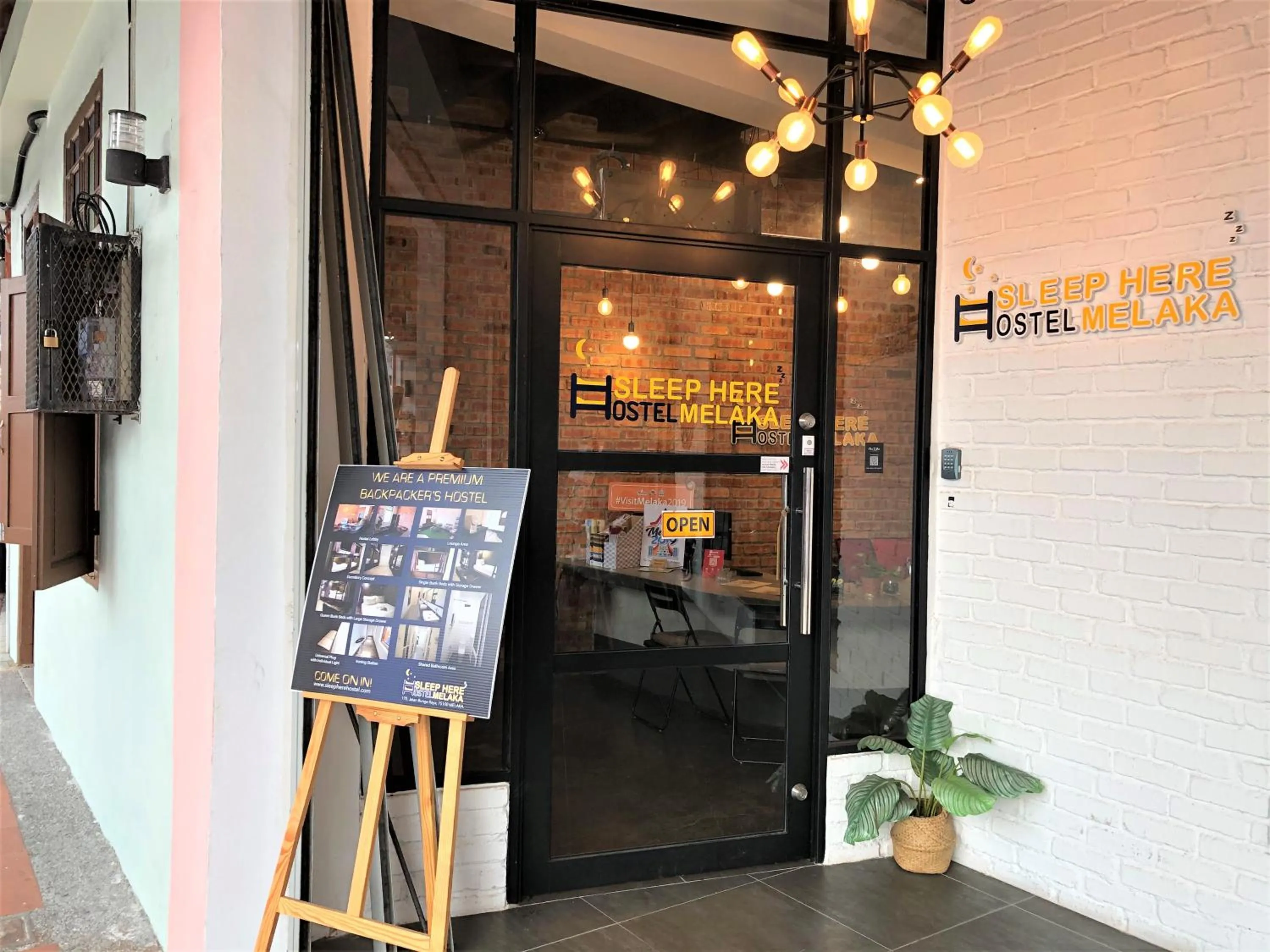 Facade/entrance in Sleep Here Hostel, Melaka