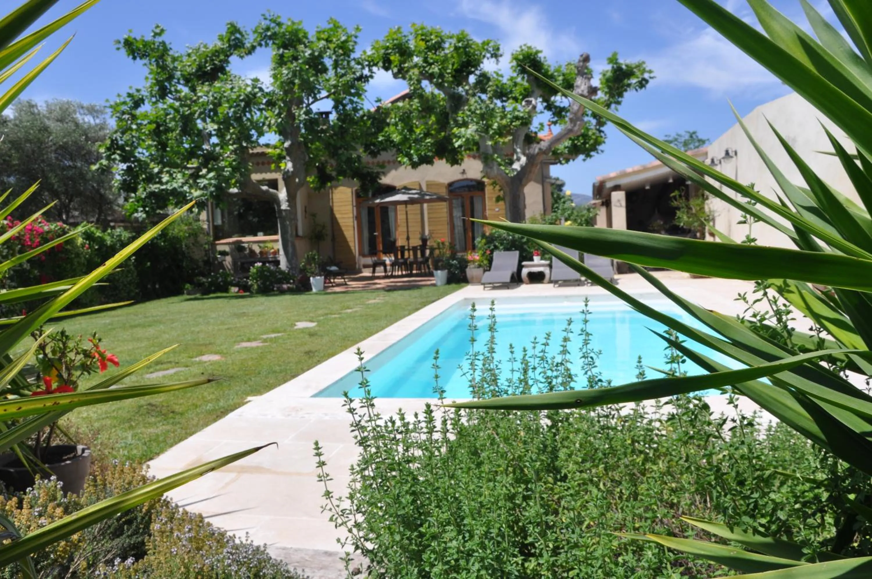 Pool view in Chambre d'hôtes l'ipomée