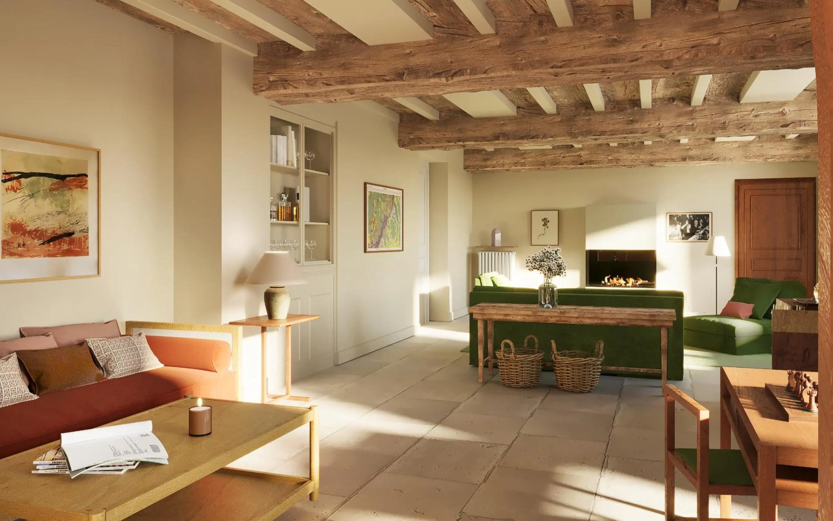 Communal lounge/ TV room in Hôtel de la Paix, Beaune