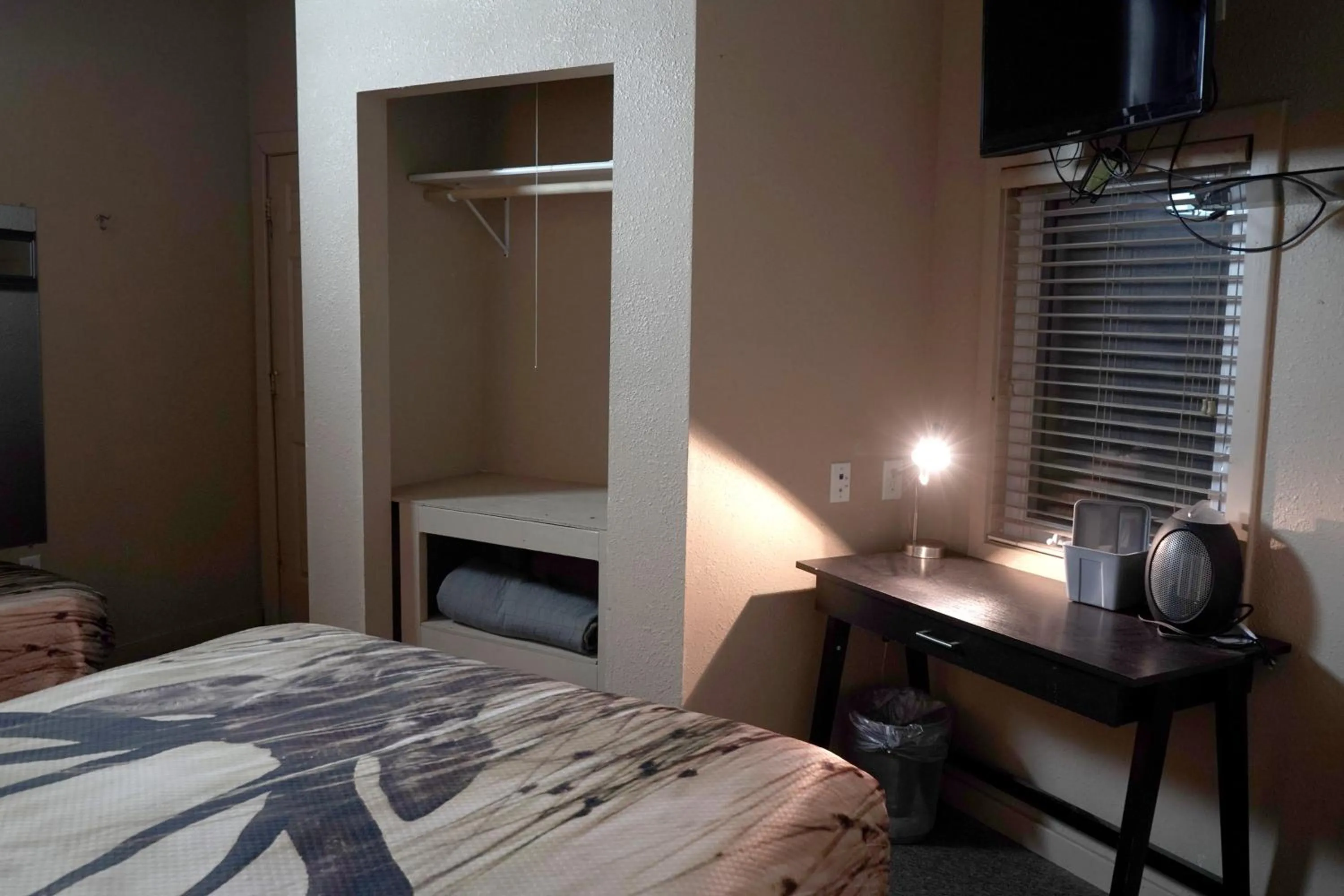 Bed in Old School Motel RV