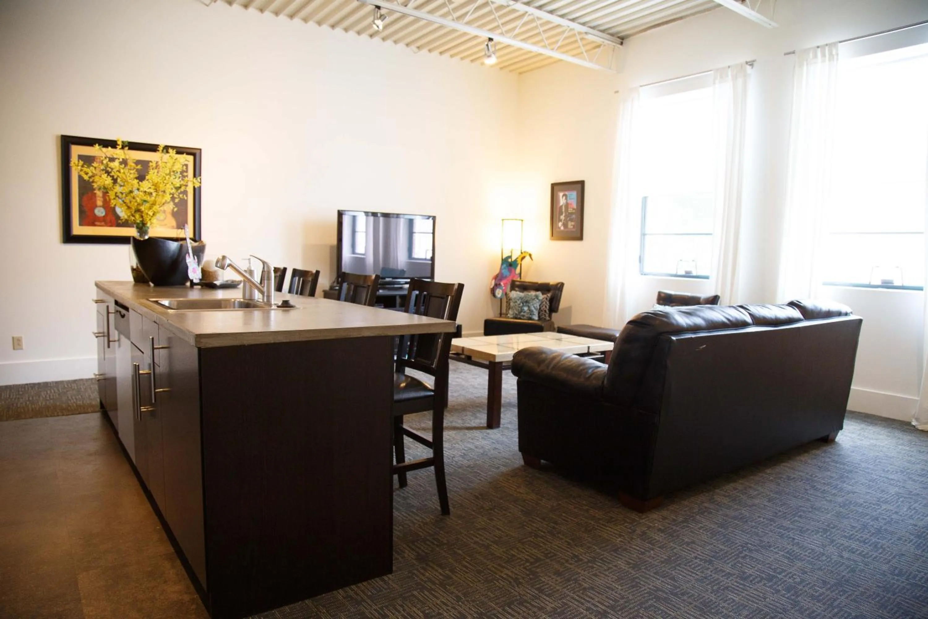 Living room in The Lofts at the Five & DIme