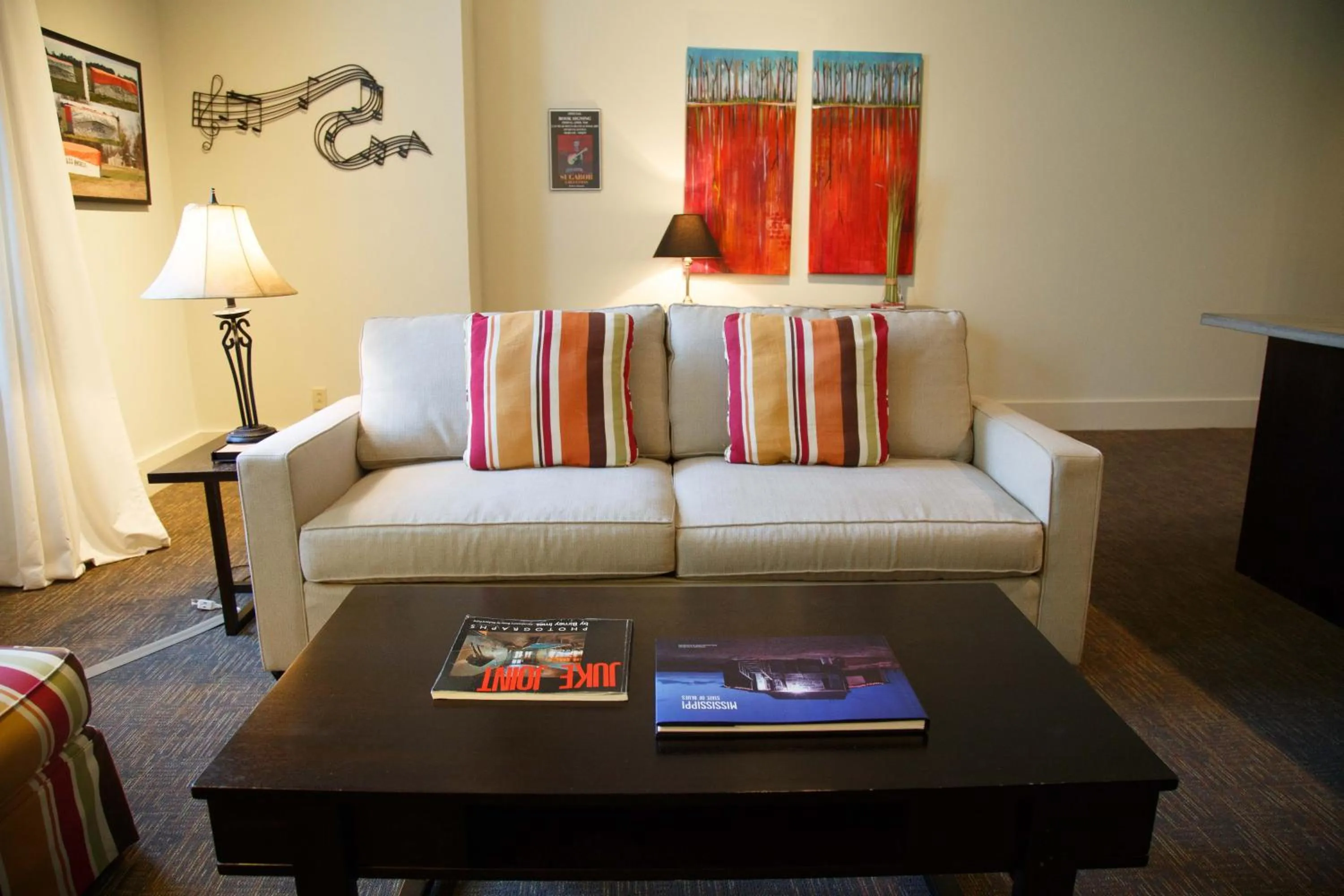 Living room in The Lofts at the Five & DIme
