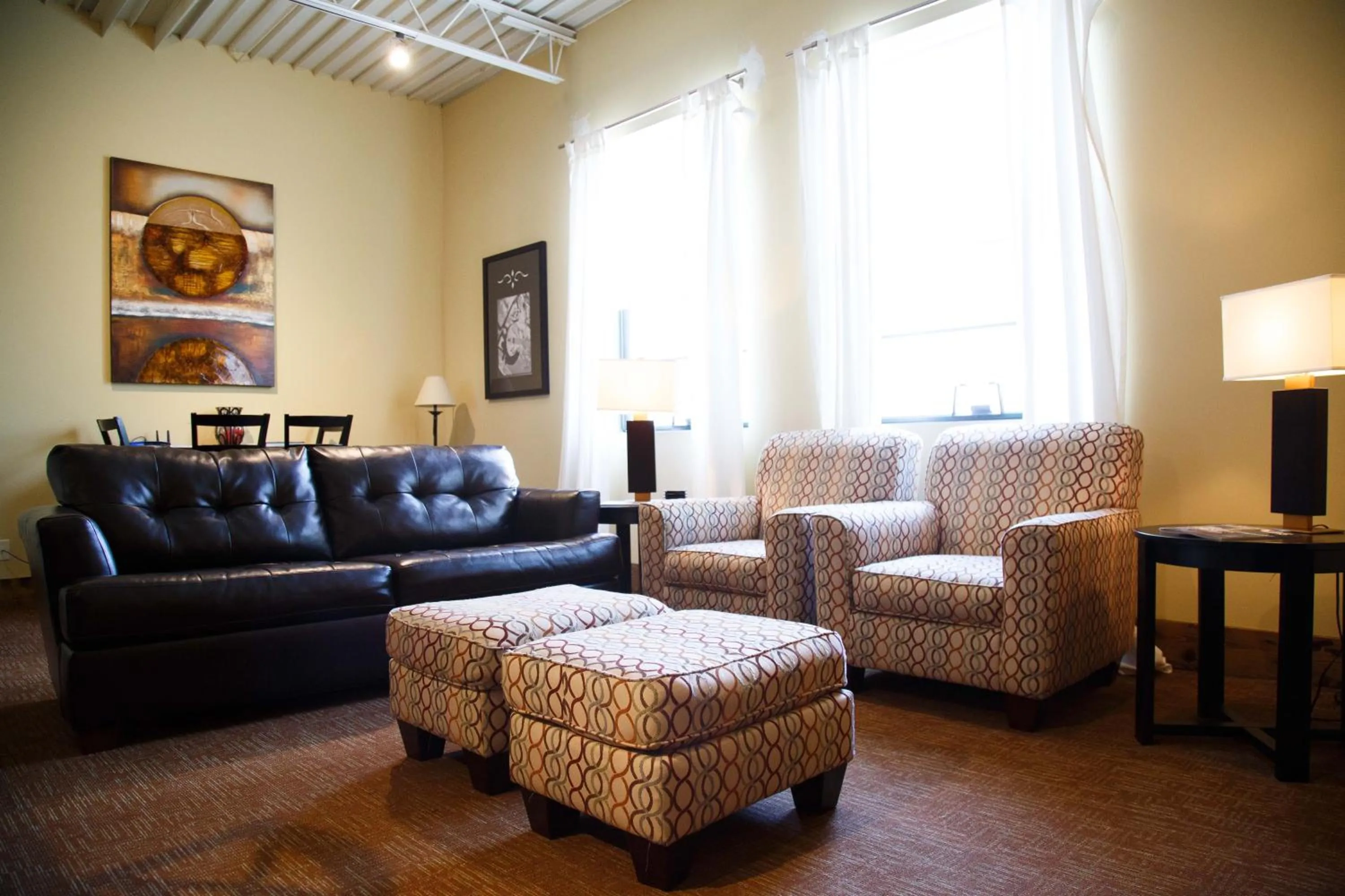 Living room in The Lofts at the Five & DIme
