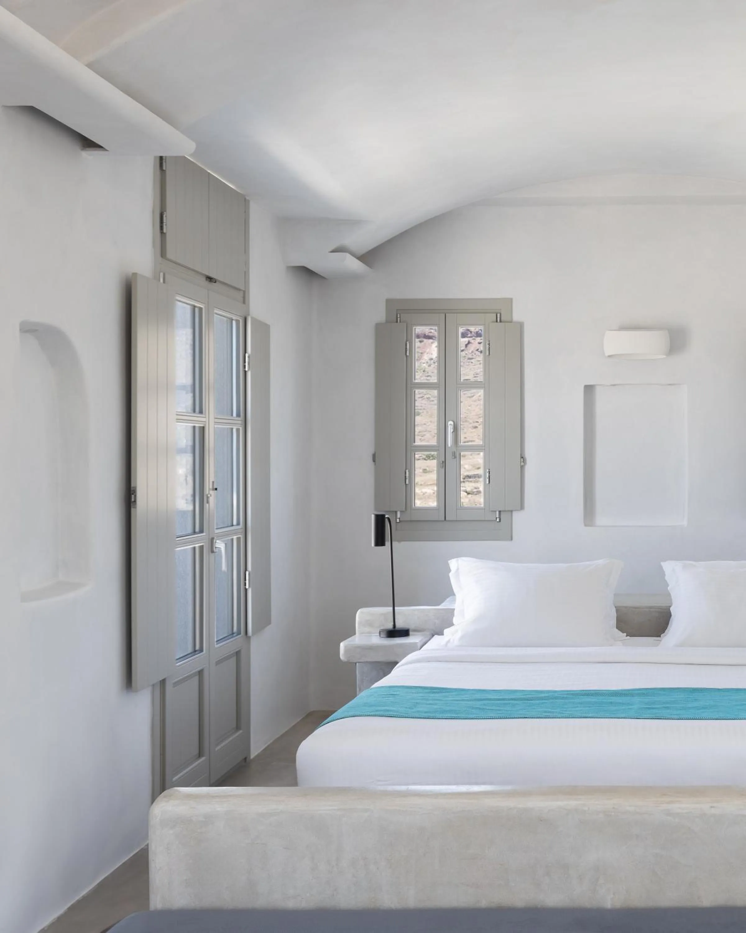 Bedroom, Bed in Danae Suites Santorini