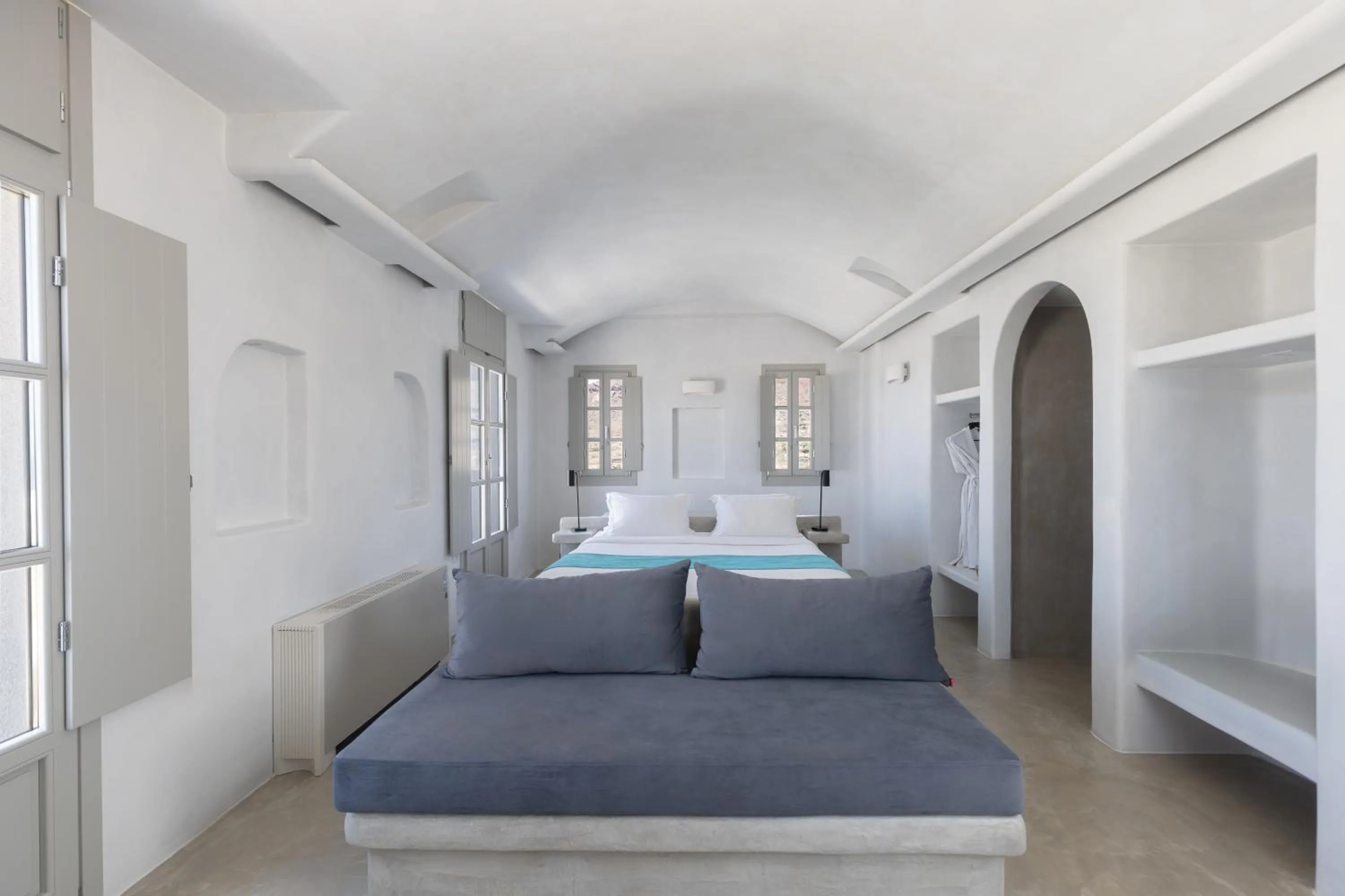 Bedroom, Bed in Danae Suites Santorini