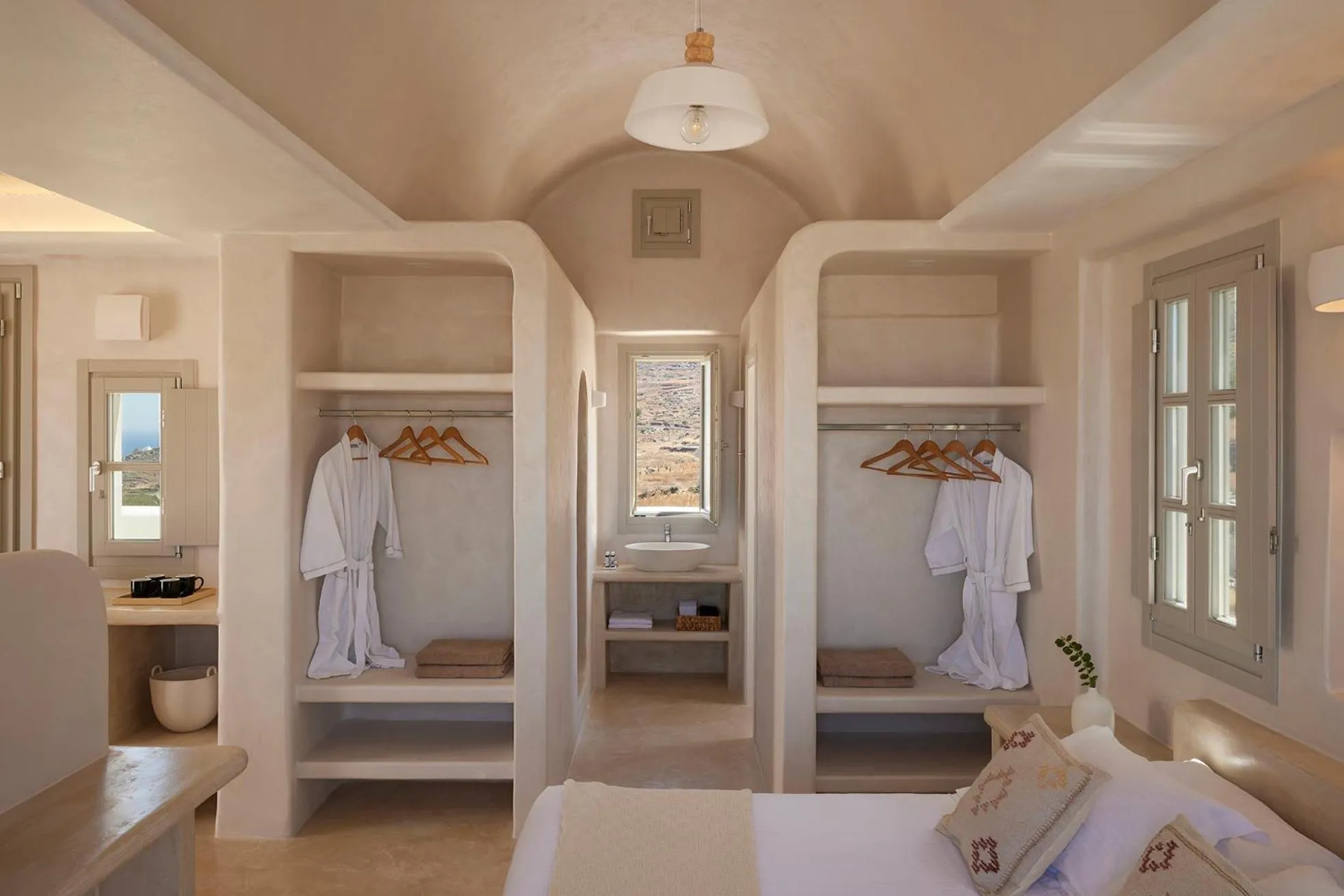 Bed in Danae Suites Santorini
