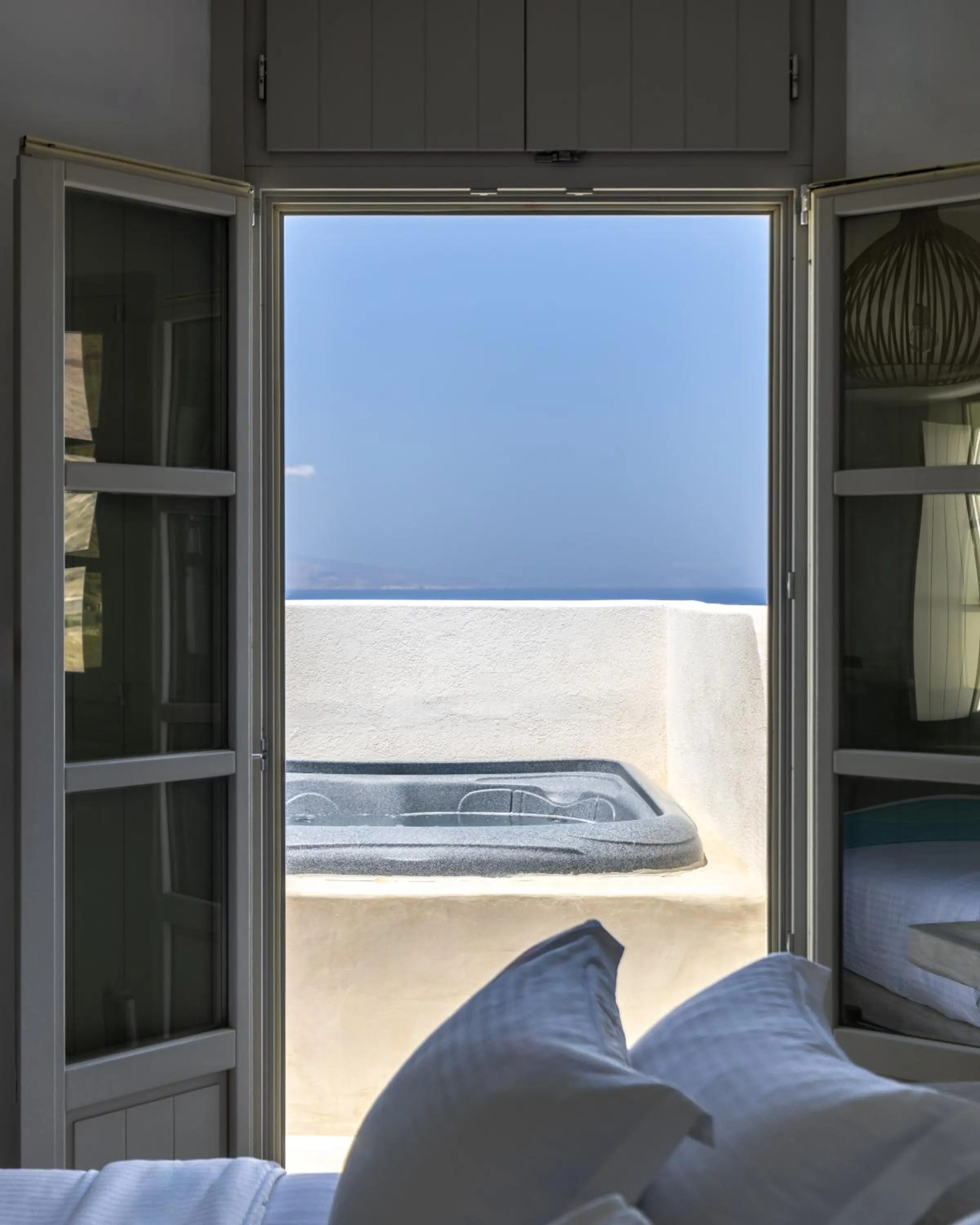 Hot Tub, Bed in Danae Suites Santorini