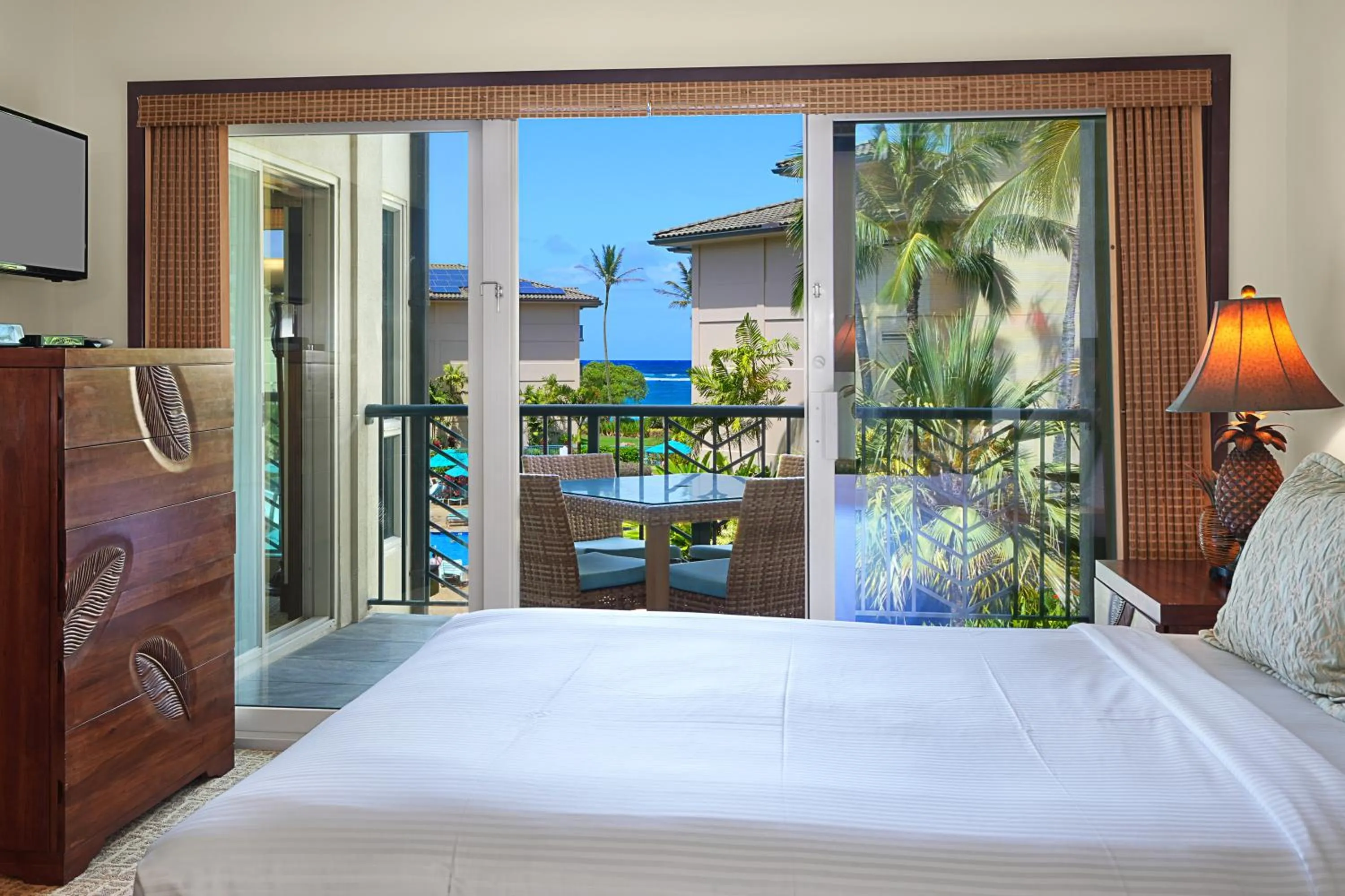 Bed in Waipouli Beach Resort and Spa Kauai by OUTRIGGER