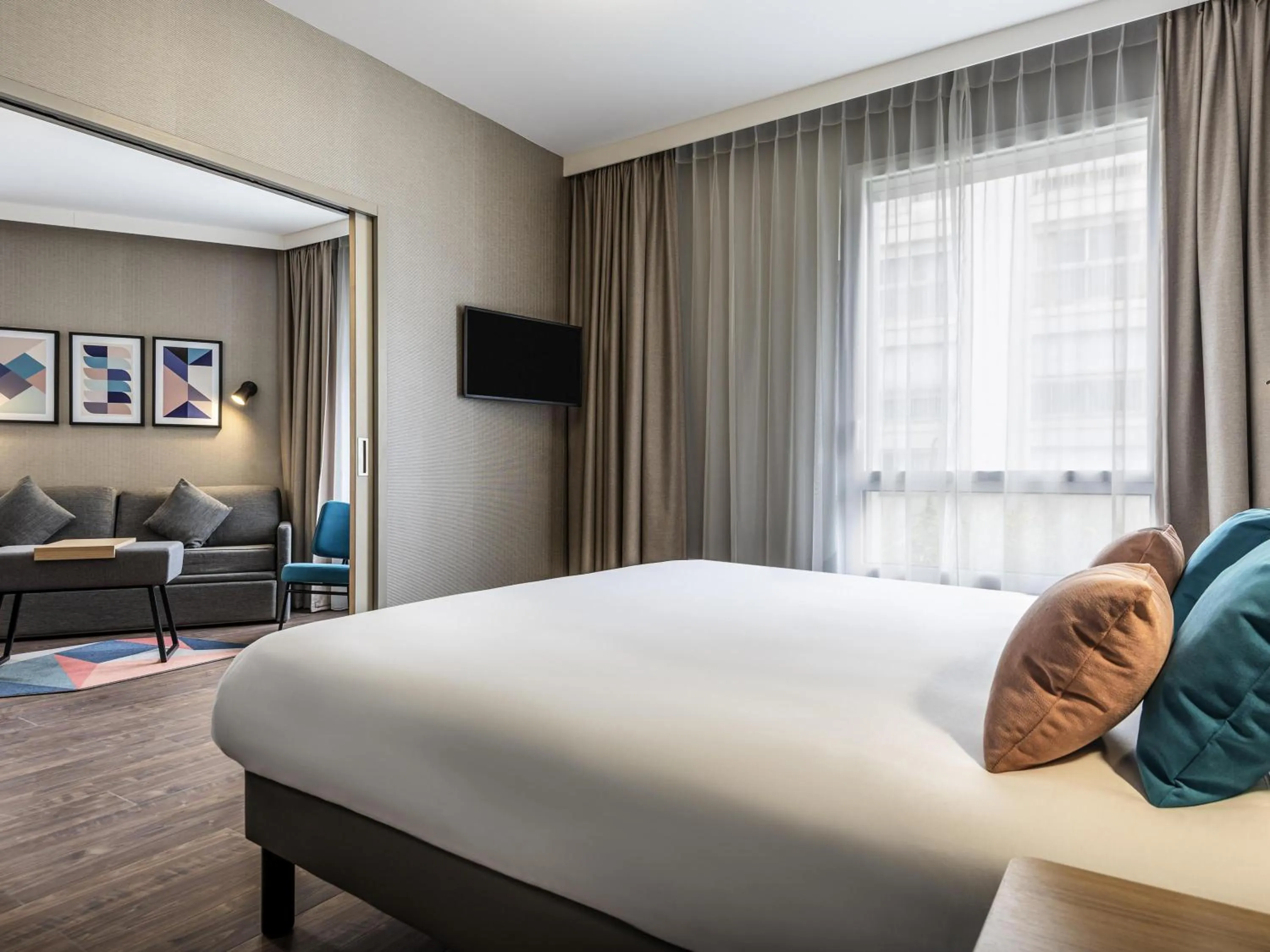 Bedroom, Bed in Aparthotel Adagio Paris Nation