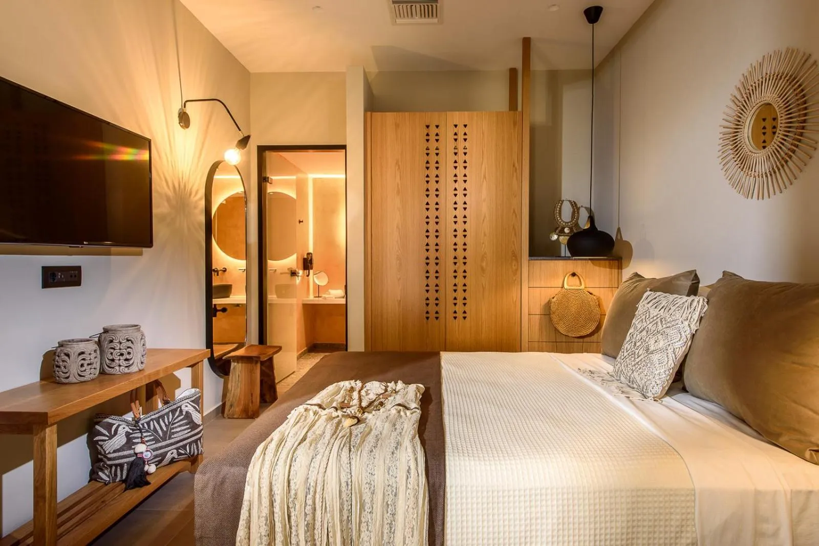Bedroom, Bed in Caldera Theros Villas